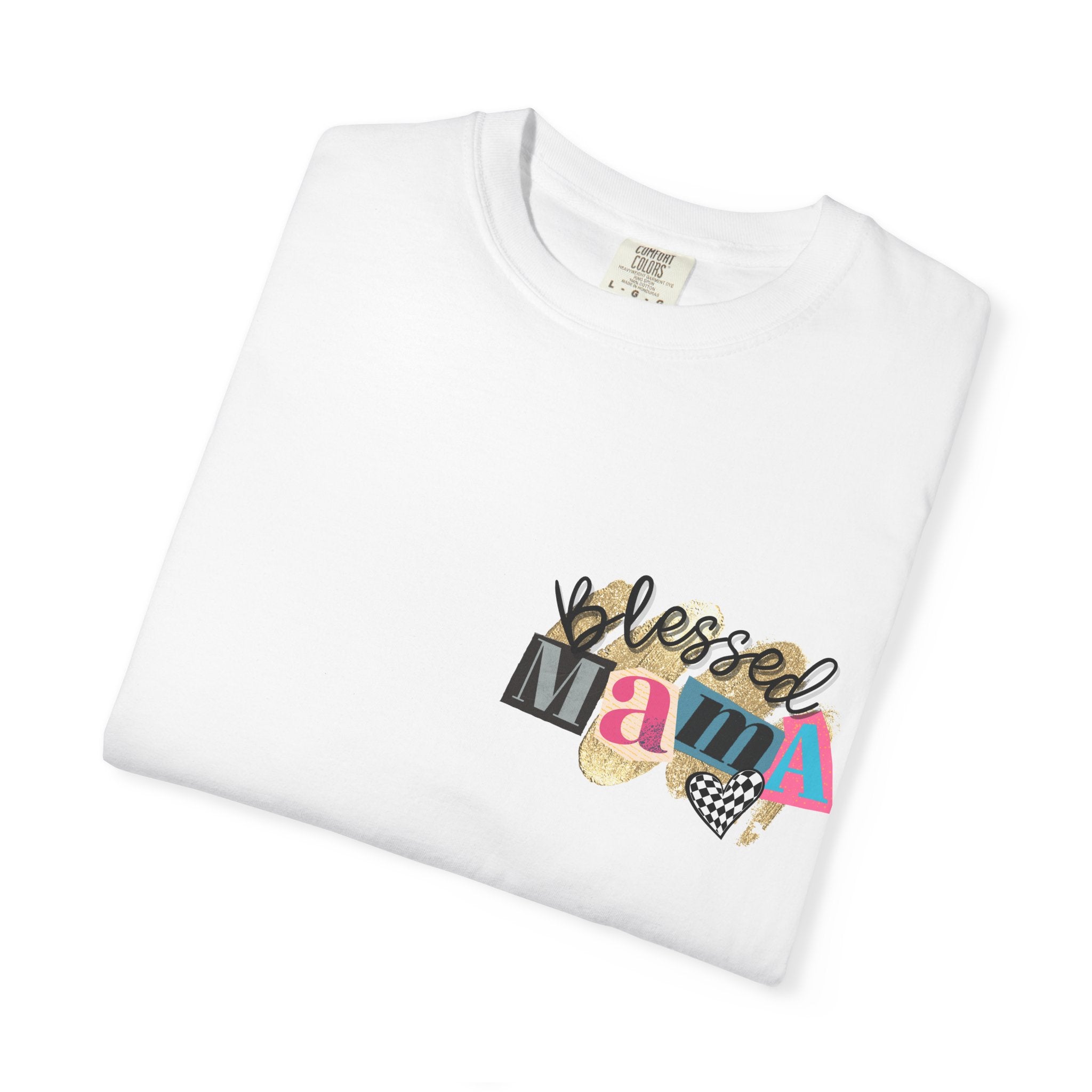 Mama Graphic T-Shirt — "Blessed Mama" Colorful Pop Art Floral Heart Tee