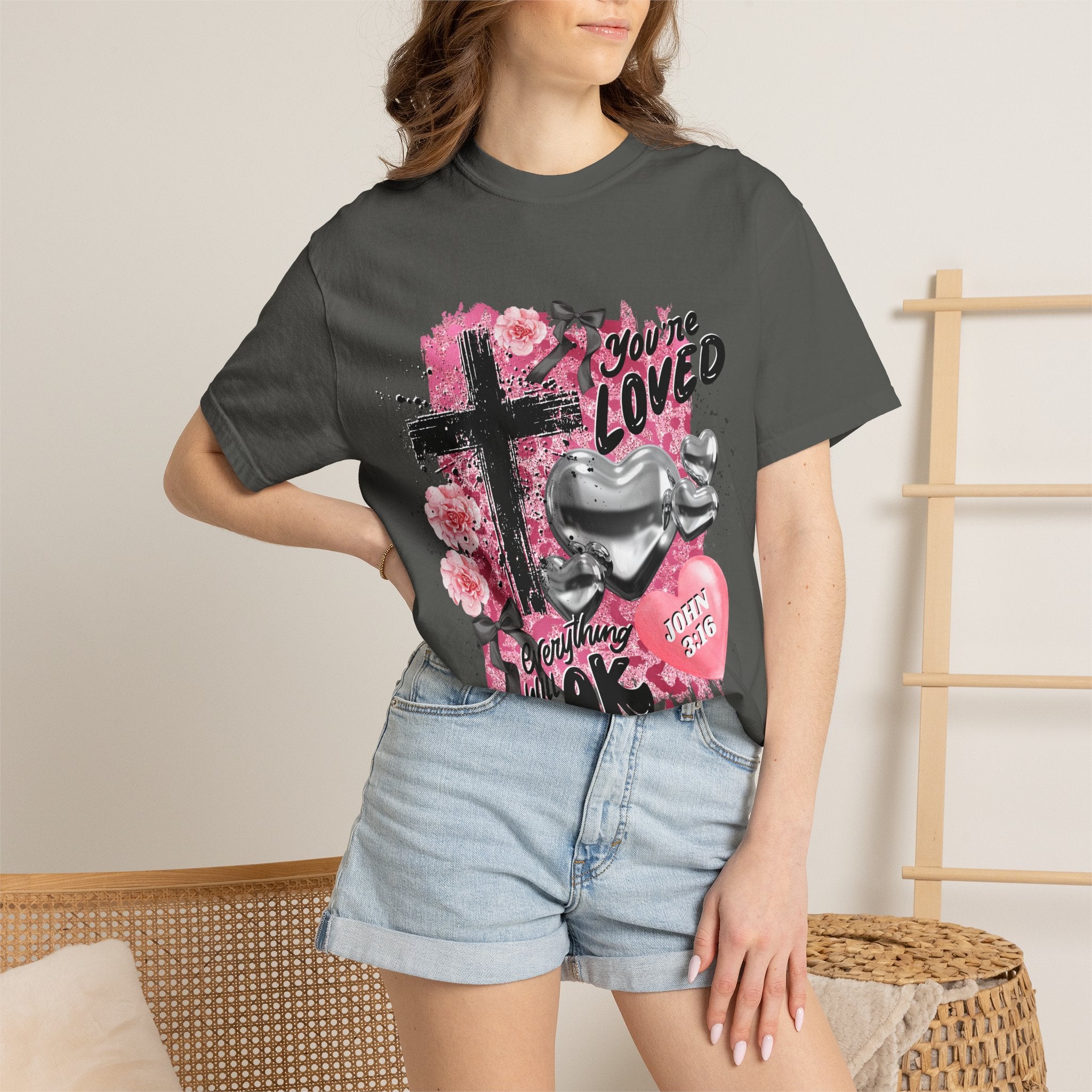 Christian Cross T-Shirt — "You're Loved" John 3:16 Faith Tee