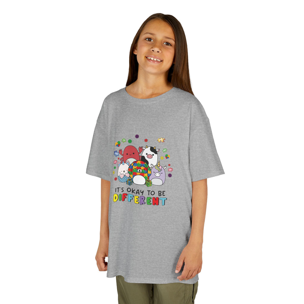 Kids Tee — "It's Okay to Be Different" Colorful Diversity Cartoon Shirt