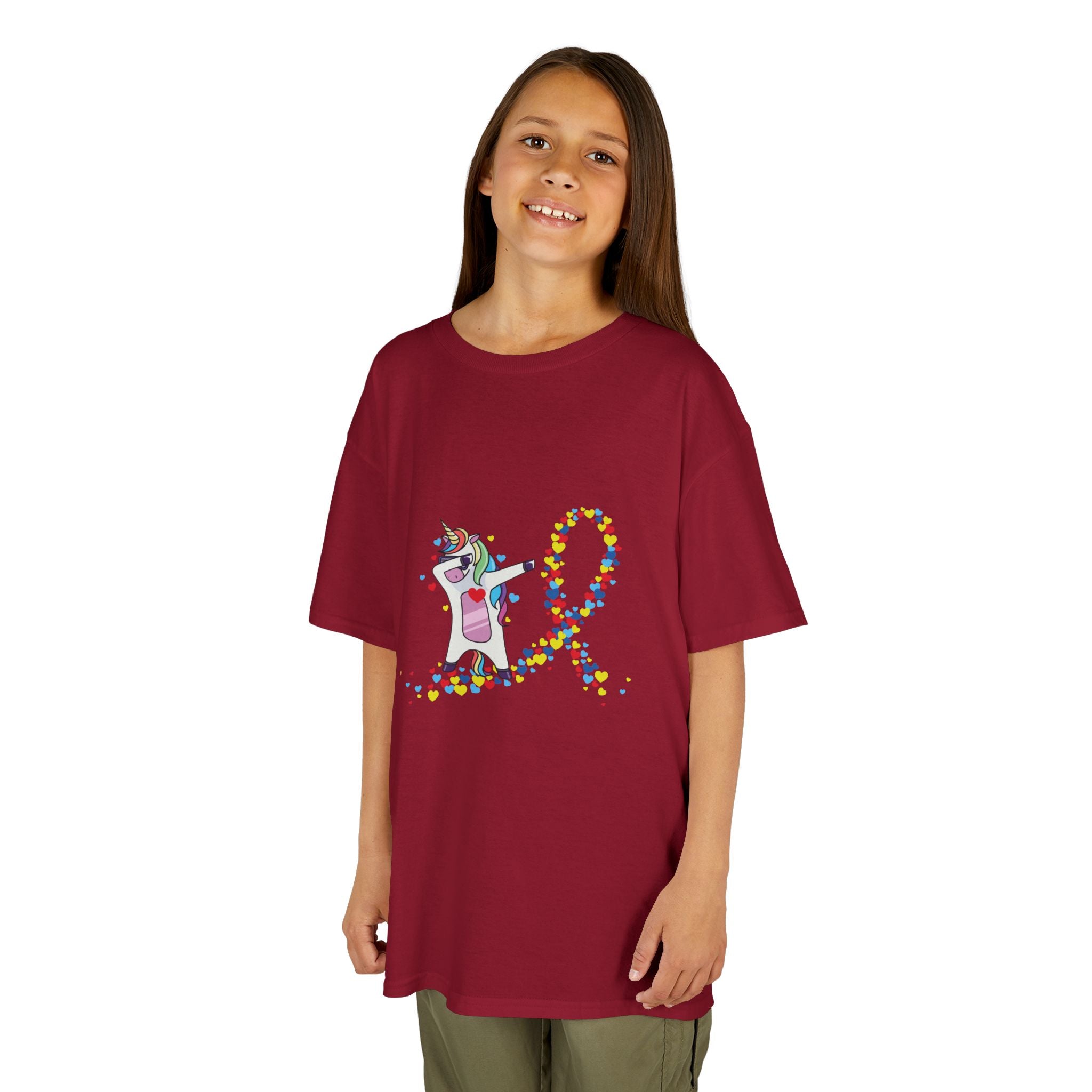 Kids Tee — Cute Unicorn Pouring Rainbow Confetti (Kids)