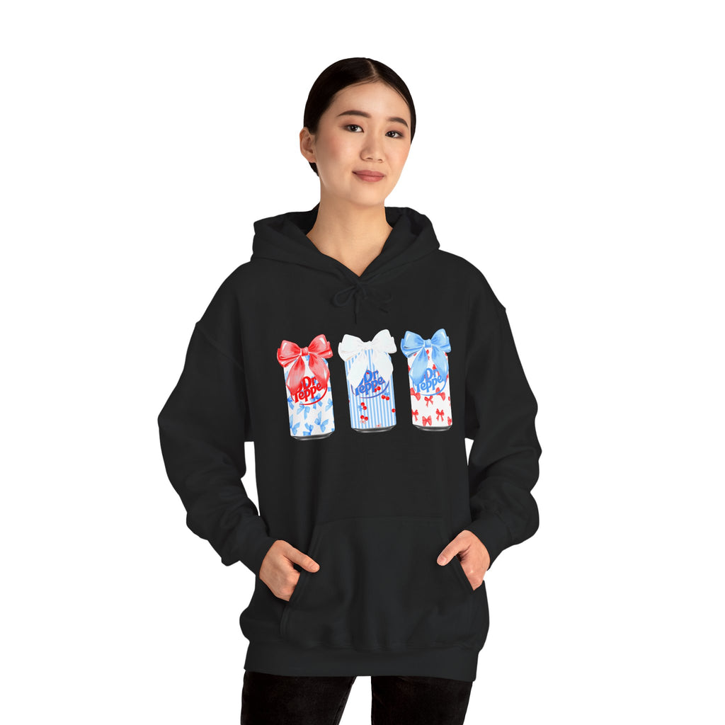 Gift Box Trio Hoodie - Red White Blue Ribbon Holiday Sweatshirt