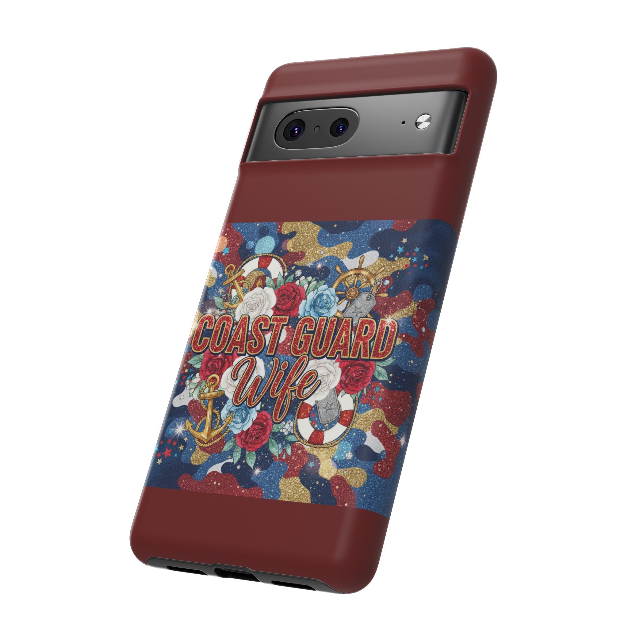 Coast Guard Wife Tough Phone Case — Patriotic Anchor & Lifebuoy Design