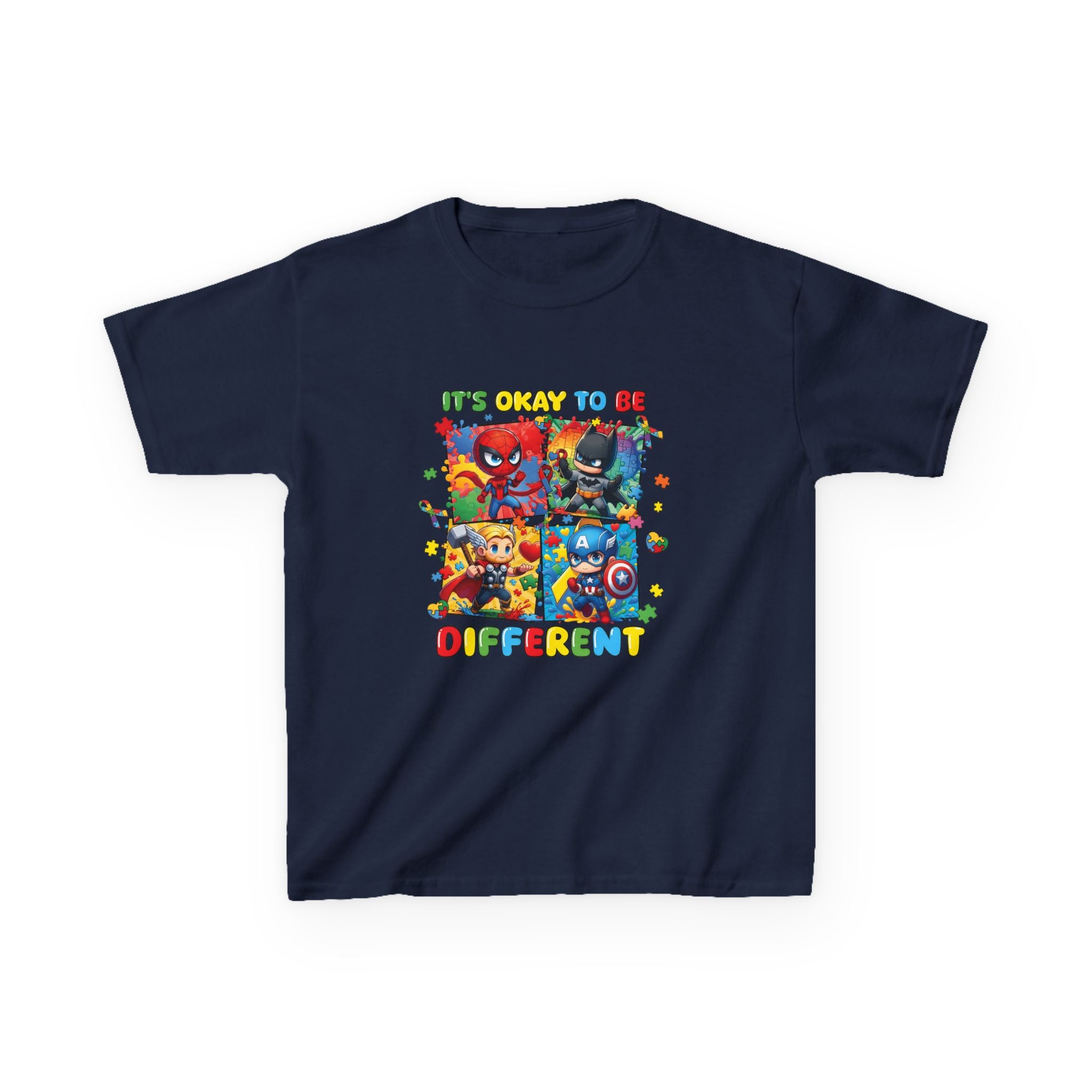 Kids 'It's Okay to Be Different' Graphic Tee — Colorful Inclusive Cartoon Design