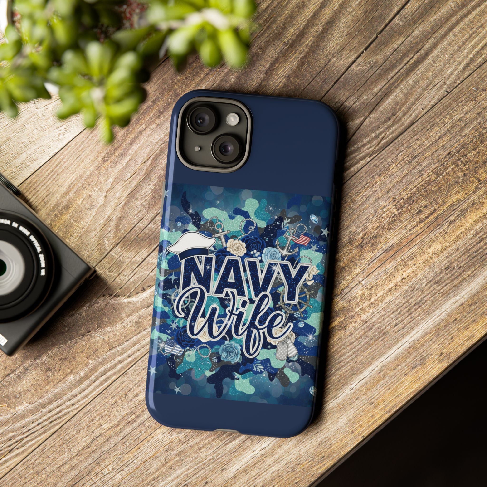 Navy Wife Tough Phone Case — Camouflage Military Tribute Protective Cover