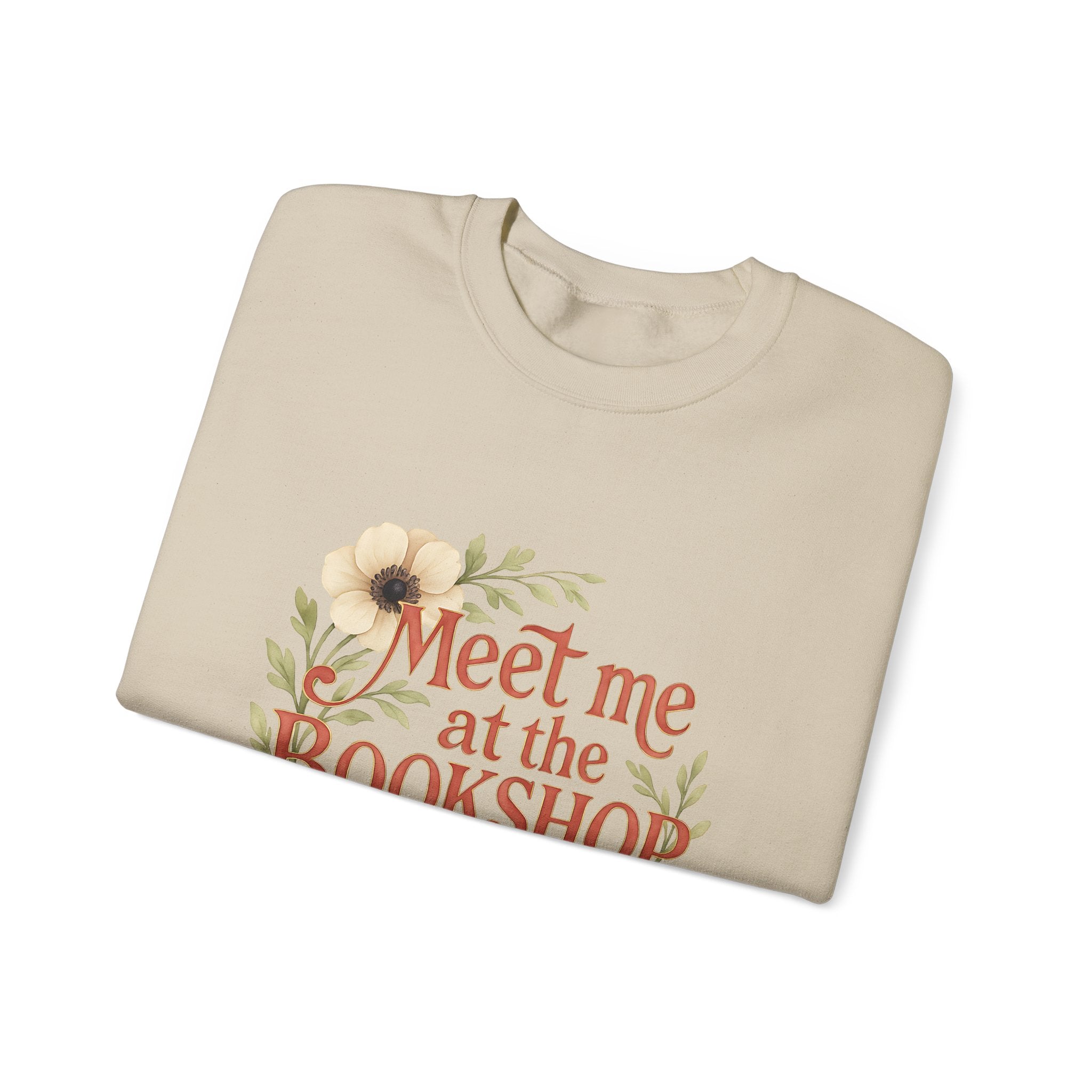 Bookshop Sweatshirt — "Meet Me at the Bookshop" Floral Cozy Crewneck