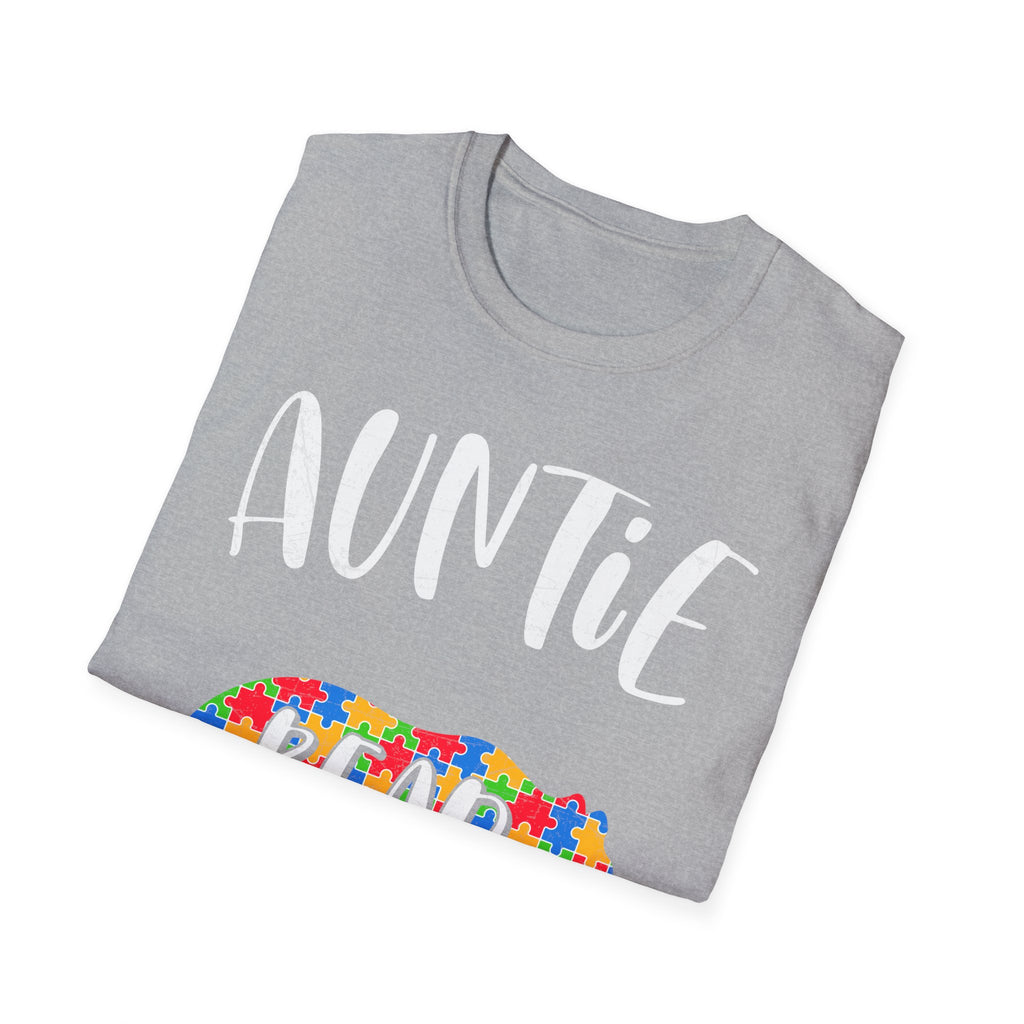 Auntie Bear T-Shirt — Colorful Puzzle Autism Awareness Tee
