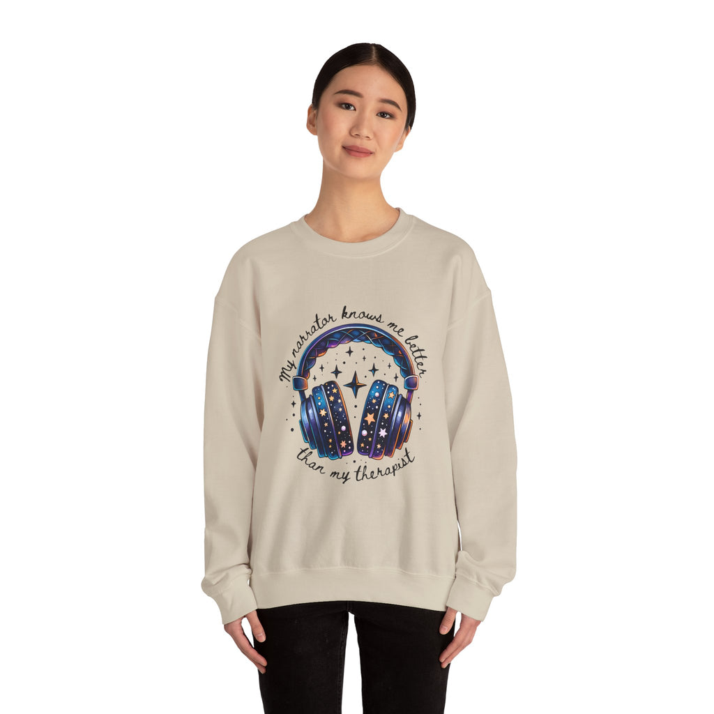 Sweatshirt — “My Navigator Knows Me Better Than My Therapist” Cosmic Headphones Crewneck