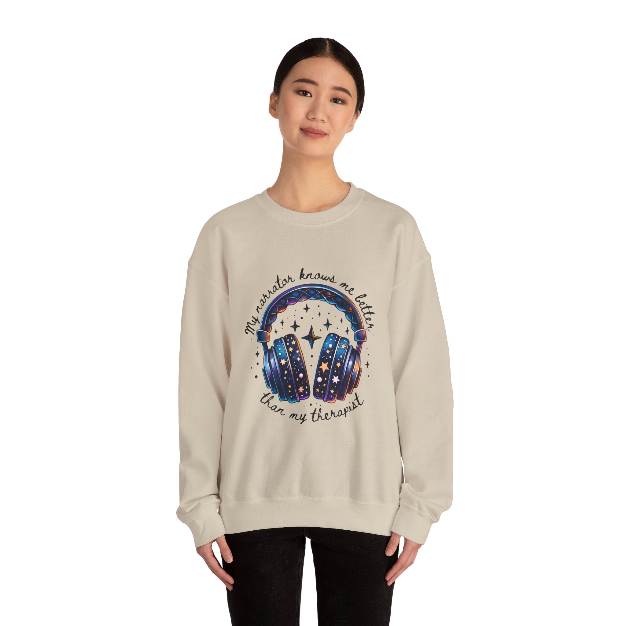 Sweatshirt — “My Navigator Knows Me Better Than My Therapist” Cosmic Headphones Crewneck