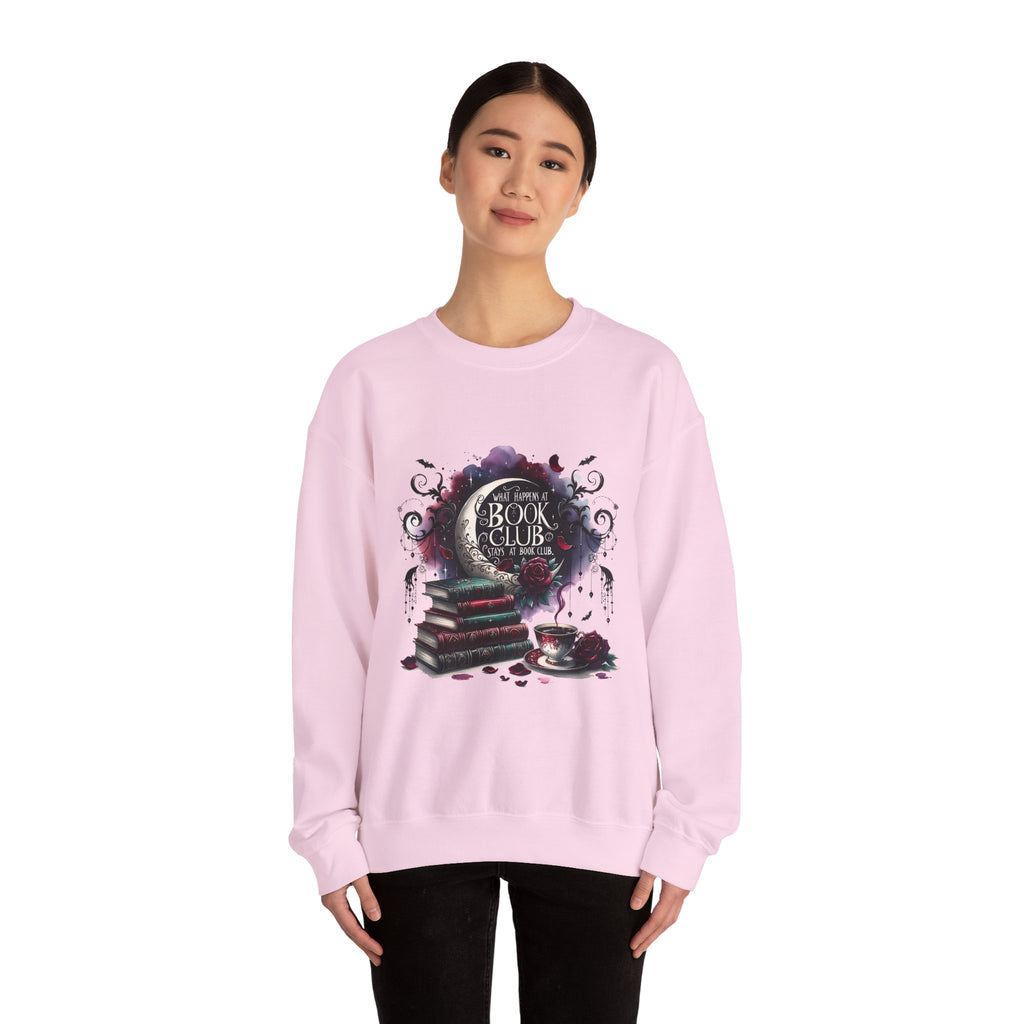 Book Club Crewneck Sweatshirt — Cozy Literary Stack & Tea Design