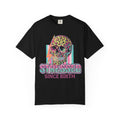 Stressed Since Birth T-Shirt — Neon Leopard Skull Graphic Tee