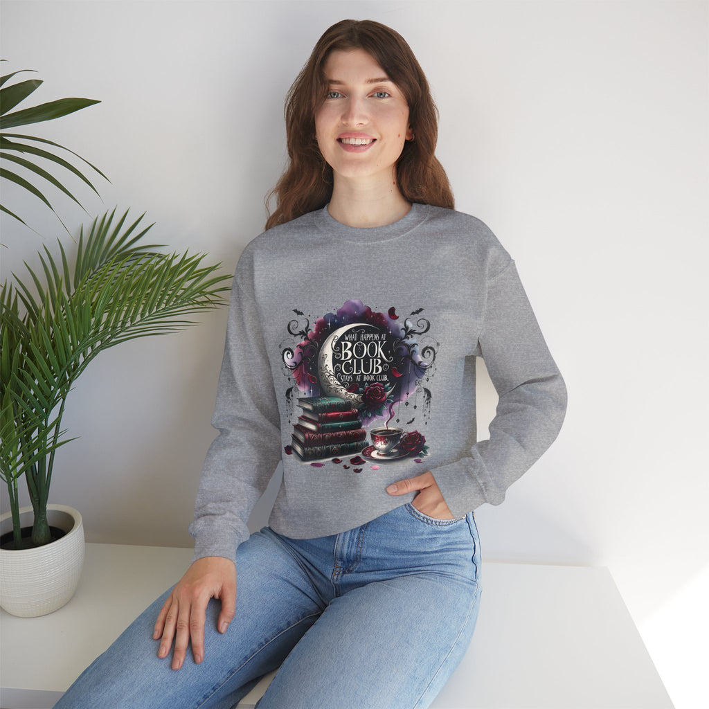 Book Club Crewneck Sweatshirt — Cozy Literary Stack & Tea Design