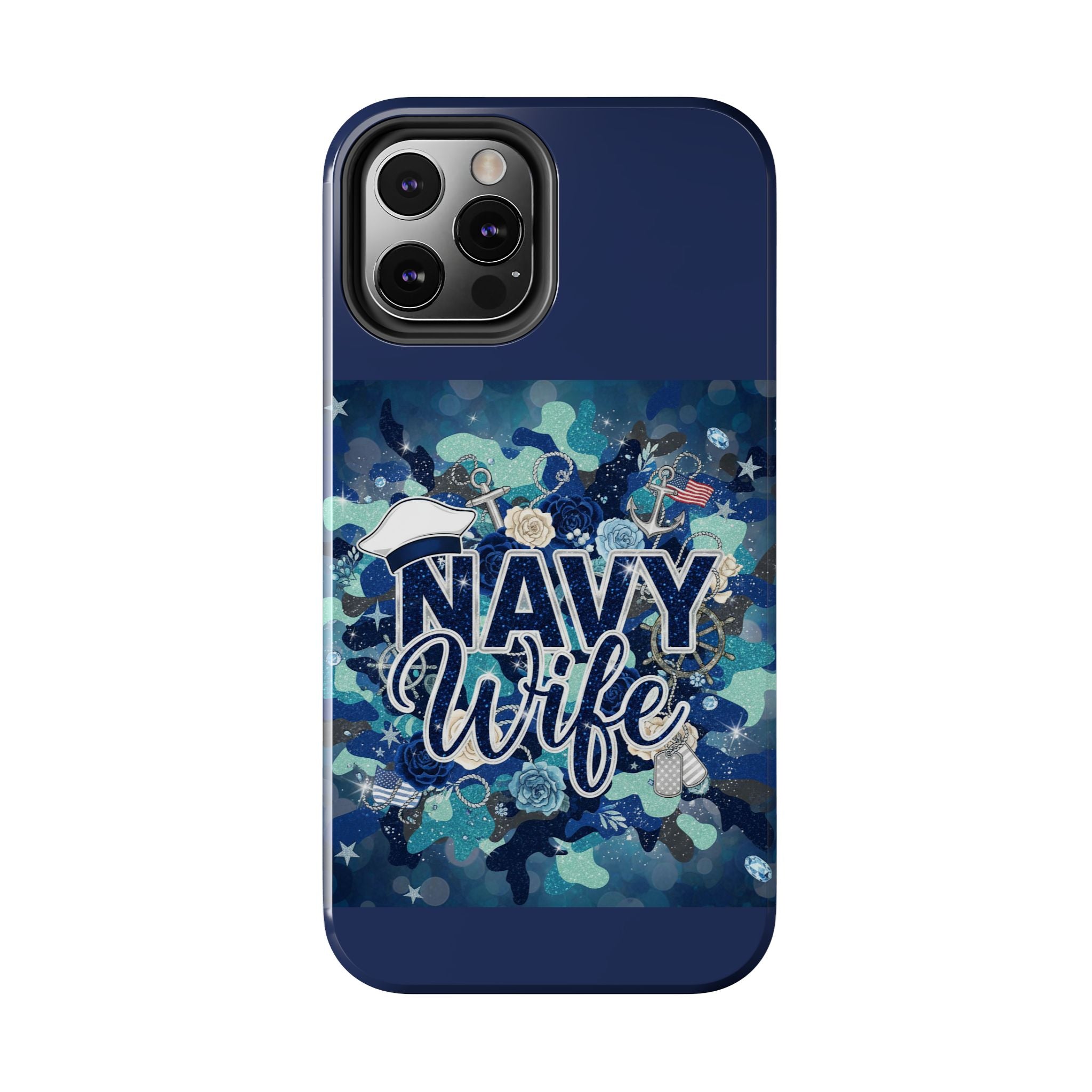 Navy Wife Tough Phone Case — Military Camouflage Protective Phone Cover, Perfect Gift for Navy Spouses