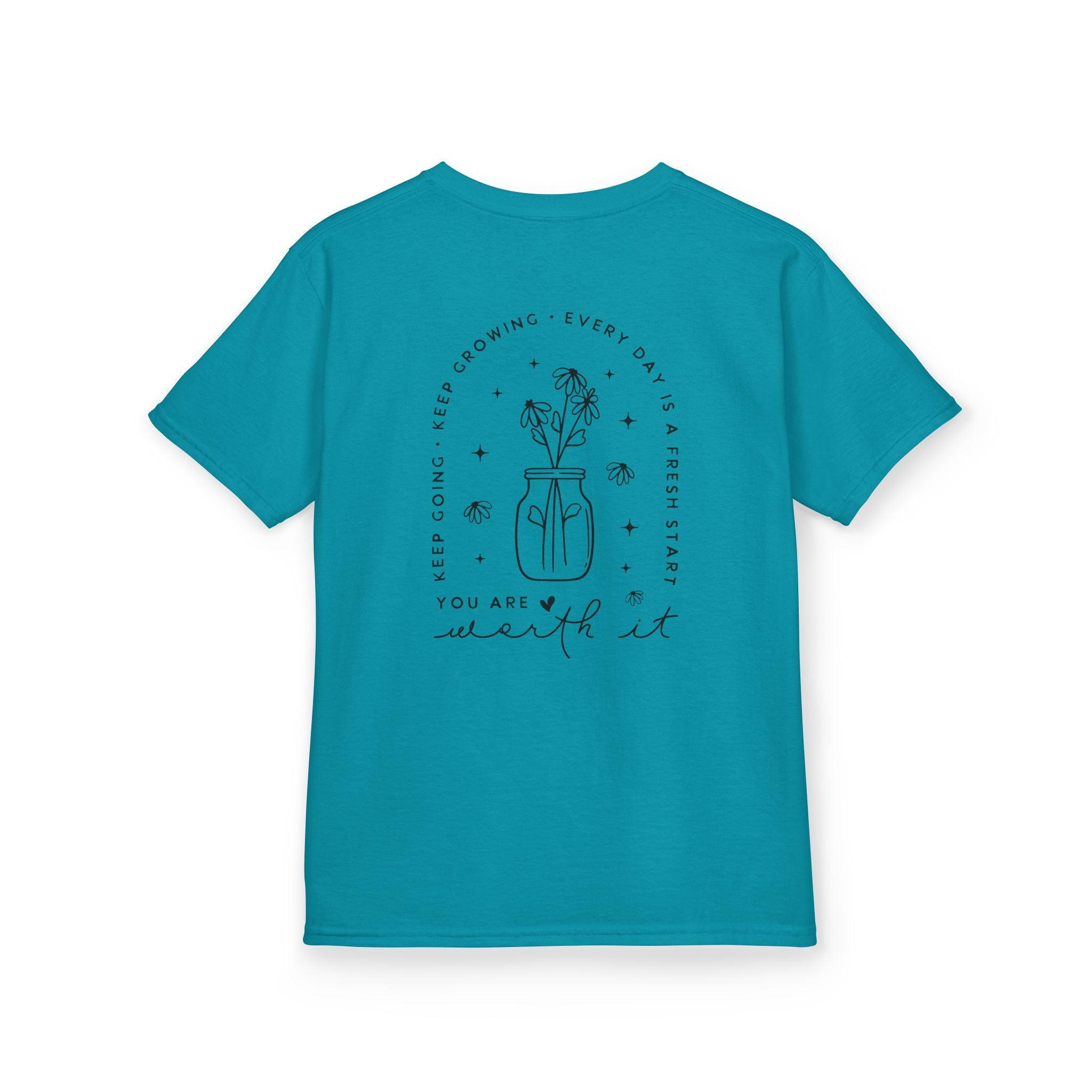 Kids Tee — “You Are Worth It” Minimal Floral Comfort Shirt