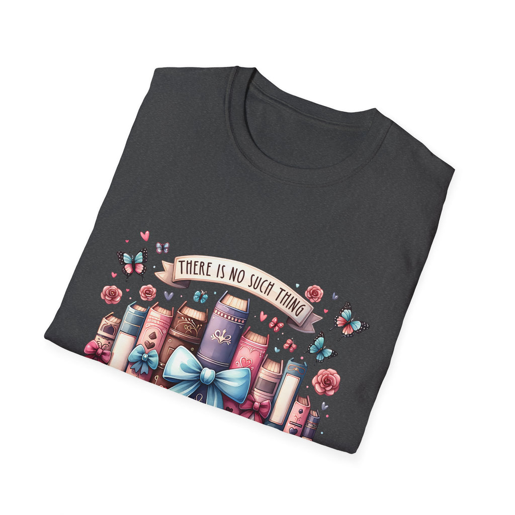Book Lover T-Shirt — "There Is No Such Thing As Too Many Books" Illustrated Stack Design