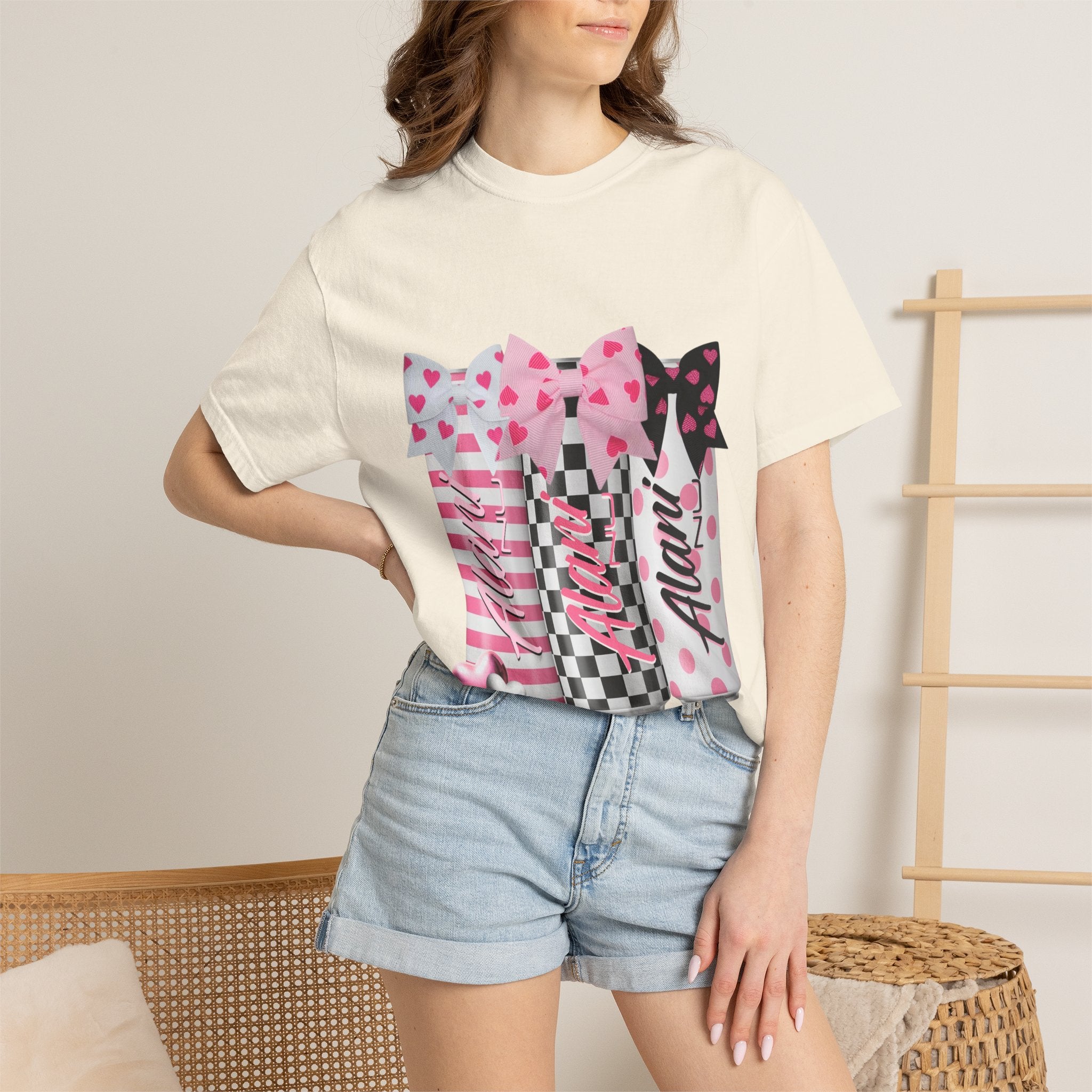 Lipstick Trio Graphic T-Shirt — Pink Bow Cosmetic Design