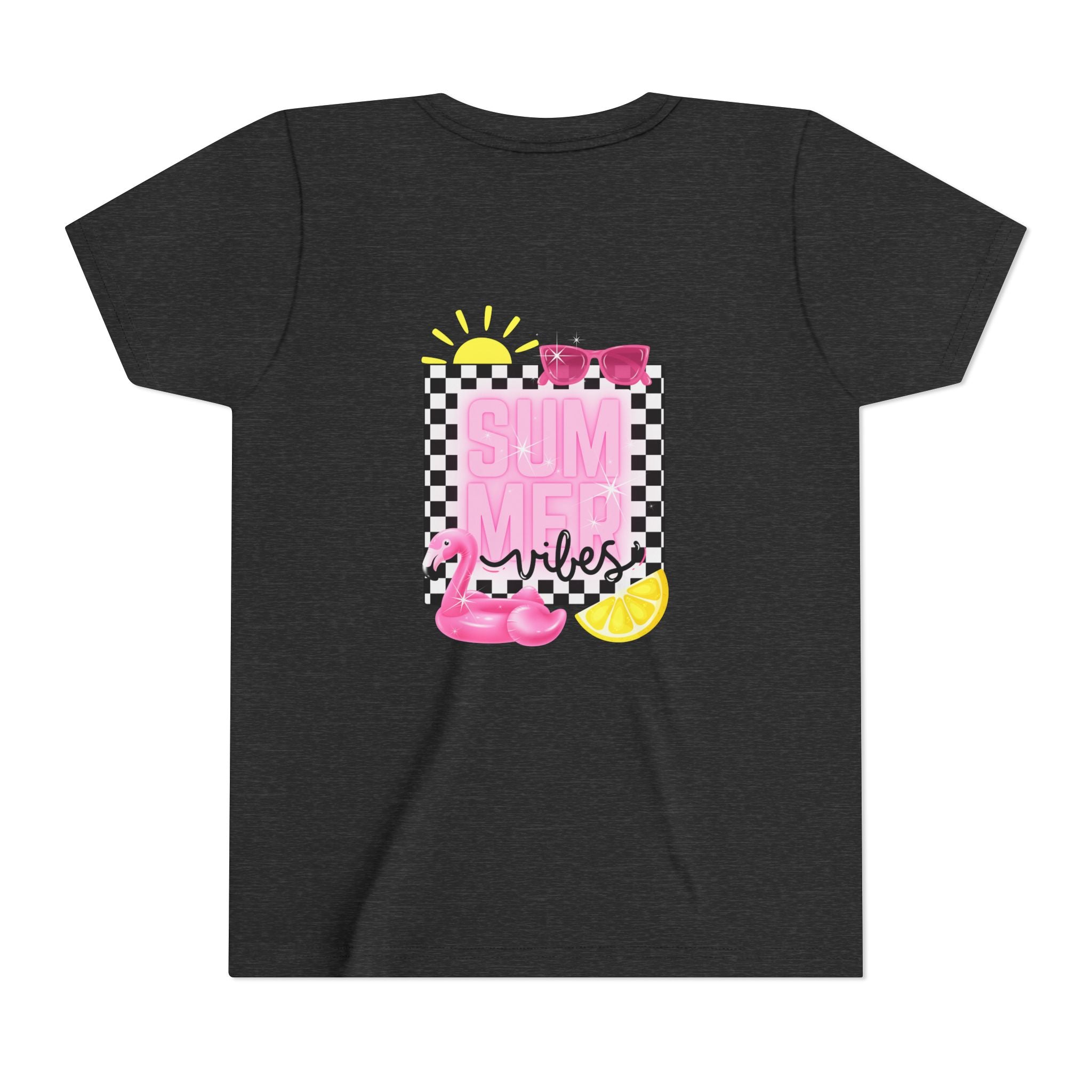 Youth Tee — "SUMMER Vibes" Pink Floaty Checkerboard Kids T-Shirt