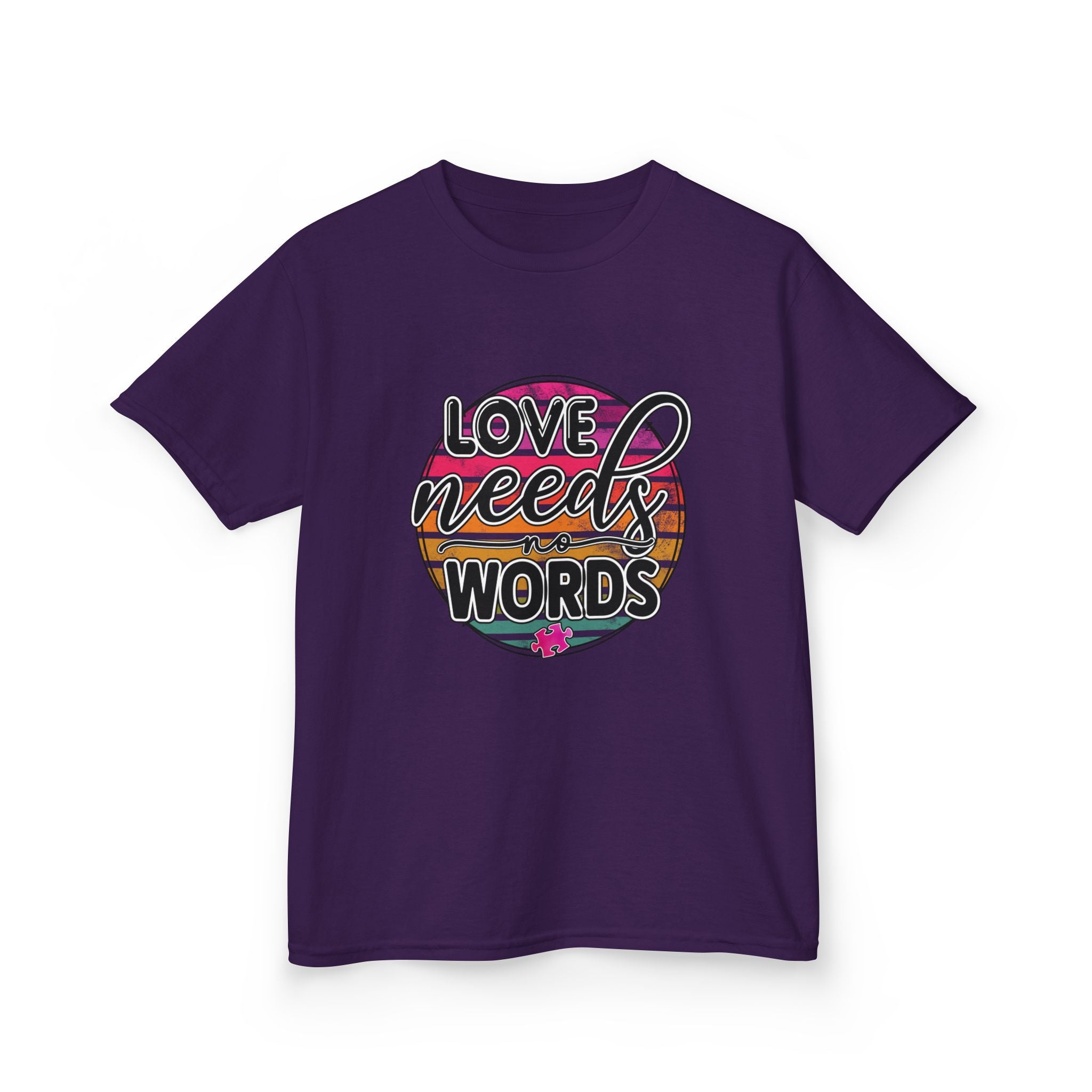Kids Tee - "Love Needs Words" Colorful Circle Graphic