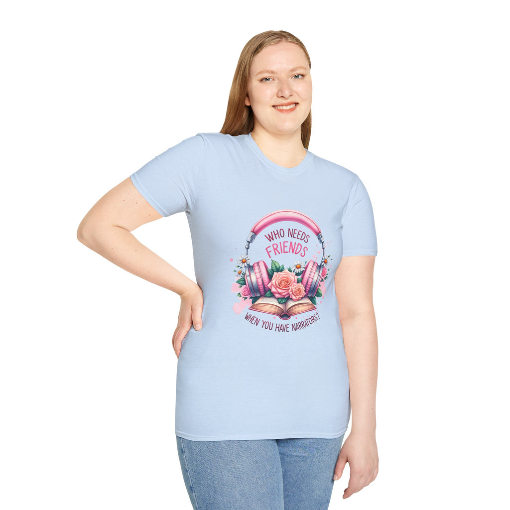 Headphones & Roses T‑Shirt — "Who Needs Friends When You Have Headphones" Graphic Tee