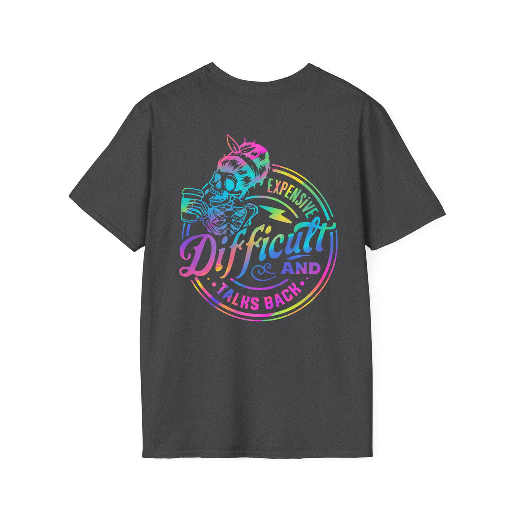Double-sided Difficult and Talks Back T-Shirt — Colorful Skull Sailor Graphic Tee