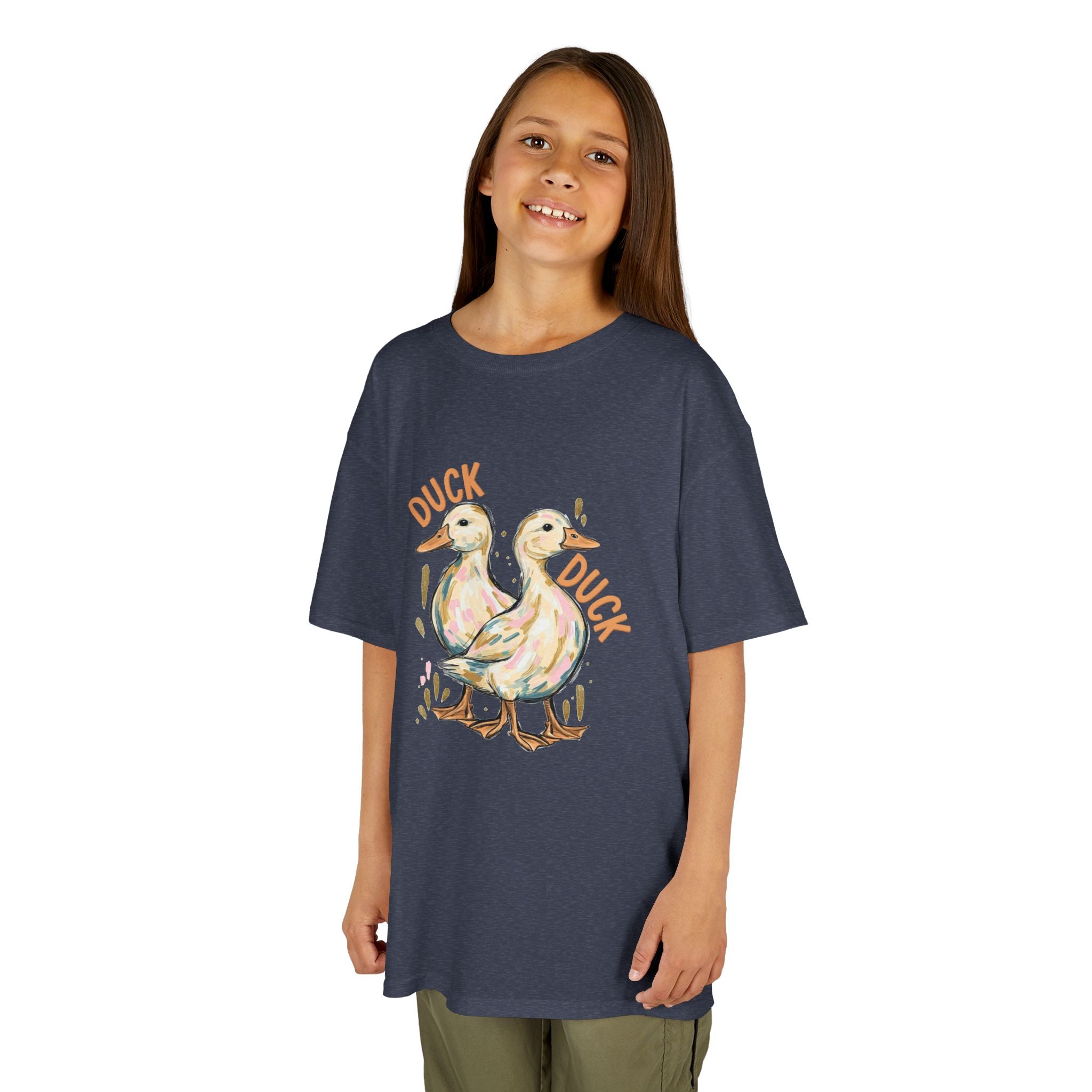 Kids Tee — Cute Duck & Goose Illustration ("Duck Duck" Front, "Goose" Back)