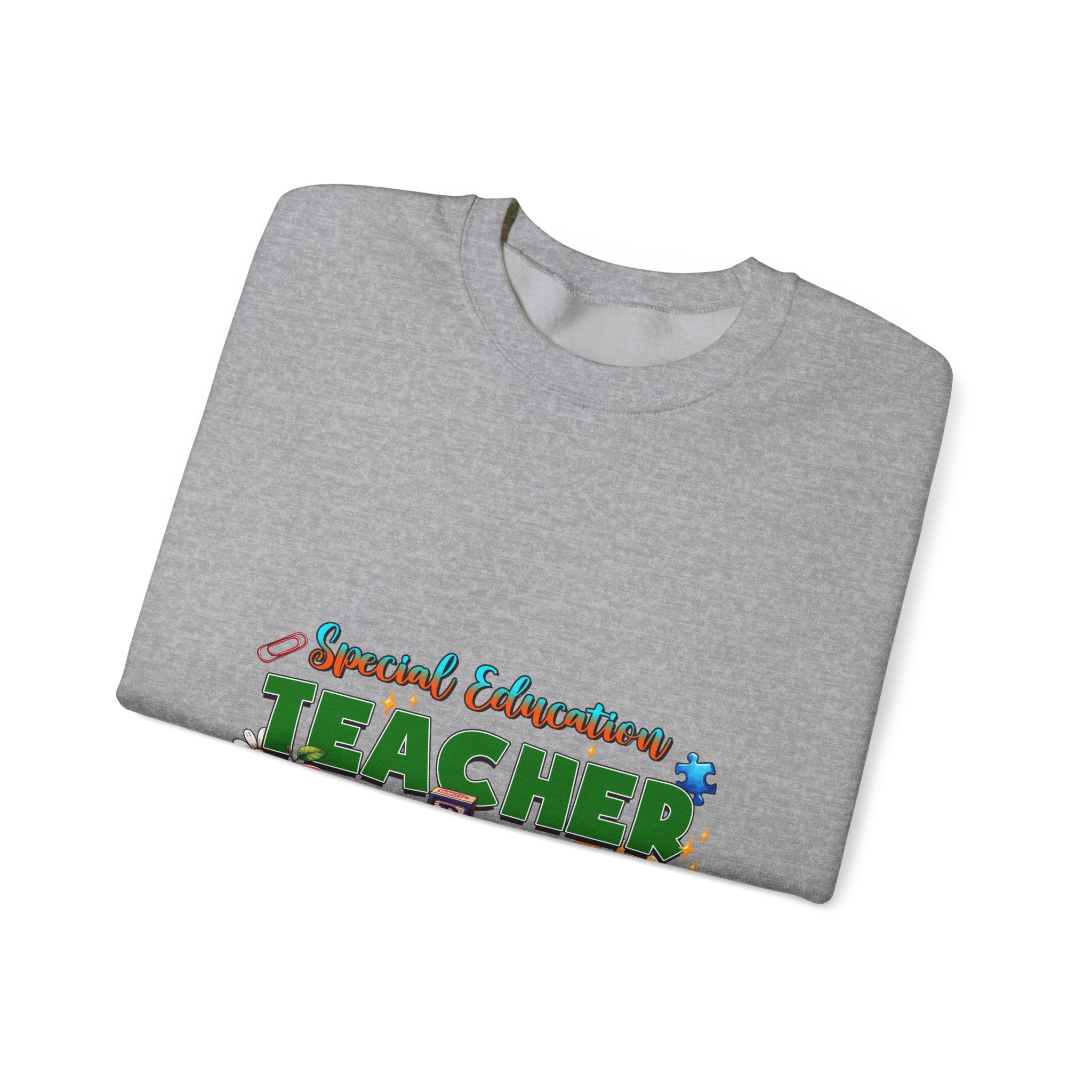 Special Education Teacher Crewneck Sweatshirt — Cute Apple & Classroom Icons
