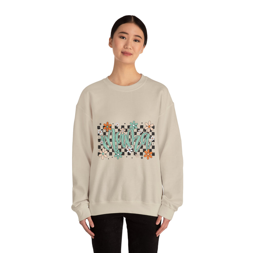 Checkered Floral 'Mama' Crewneck Sweatshirt
