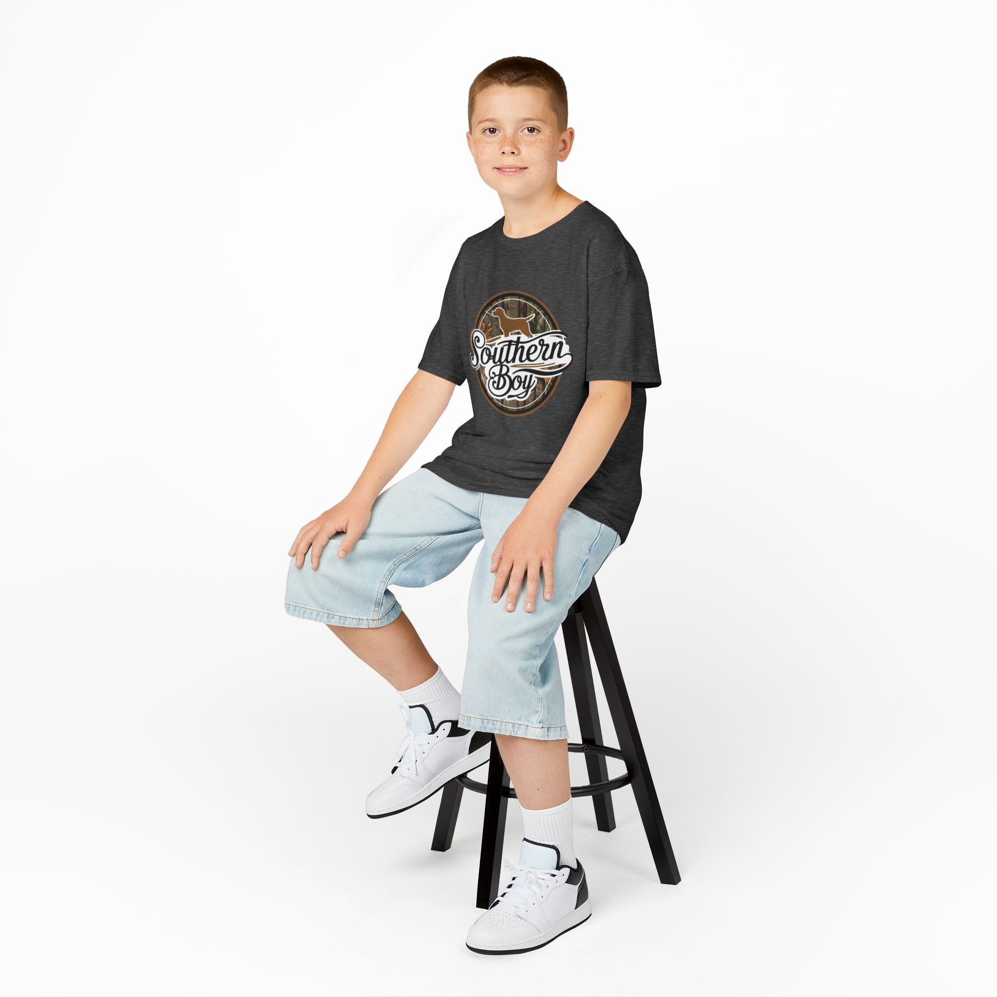 Kids "Southern Boy" Graphic Tee — Rustic Camouflage Horse Design