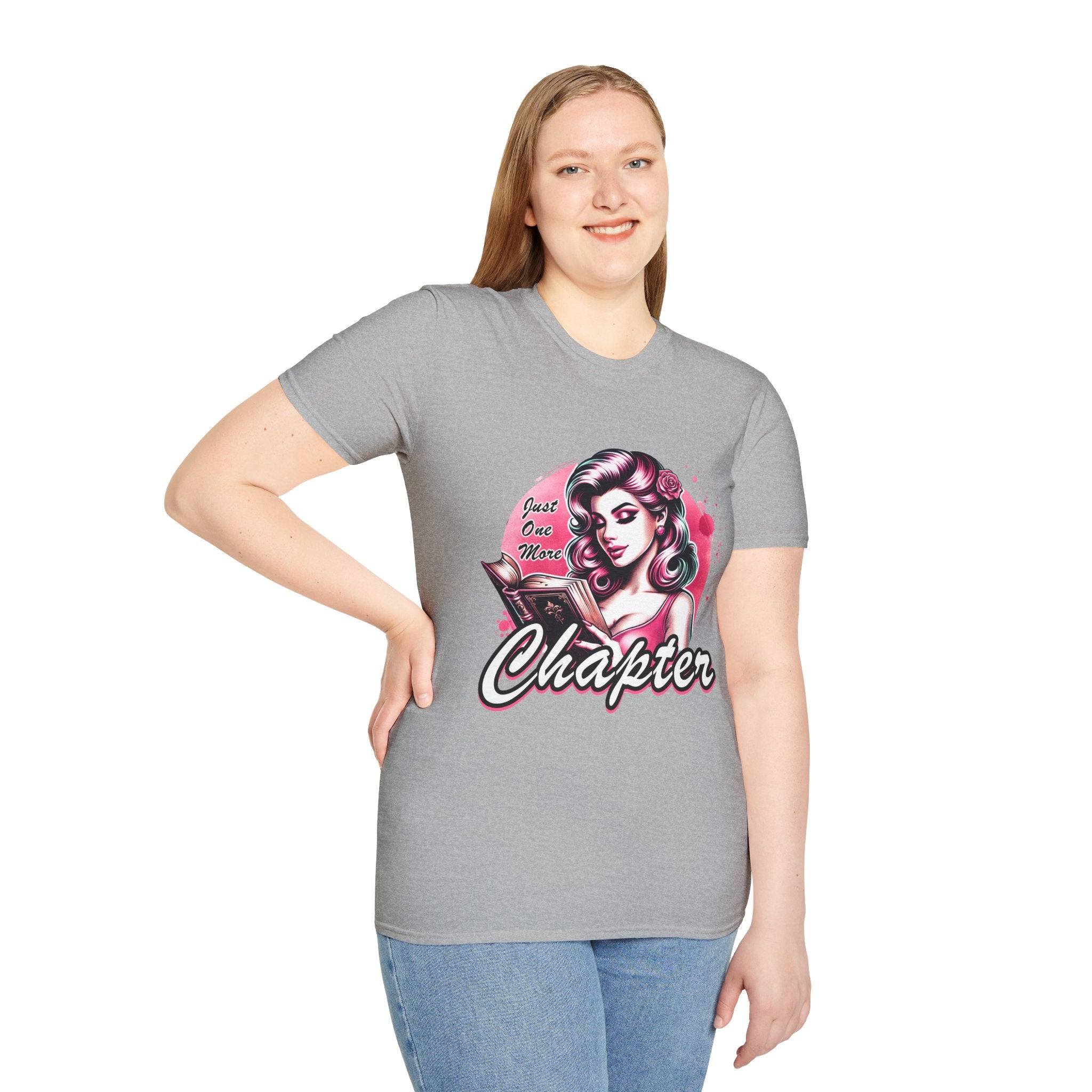 Chapter Reading Tee — Retro Pinup Woman 'Just One More Chapter' Book Lover T-Shirt