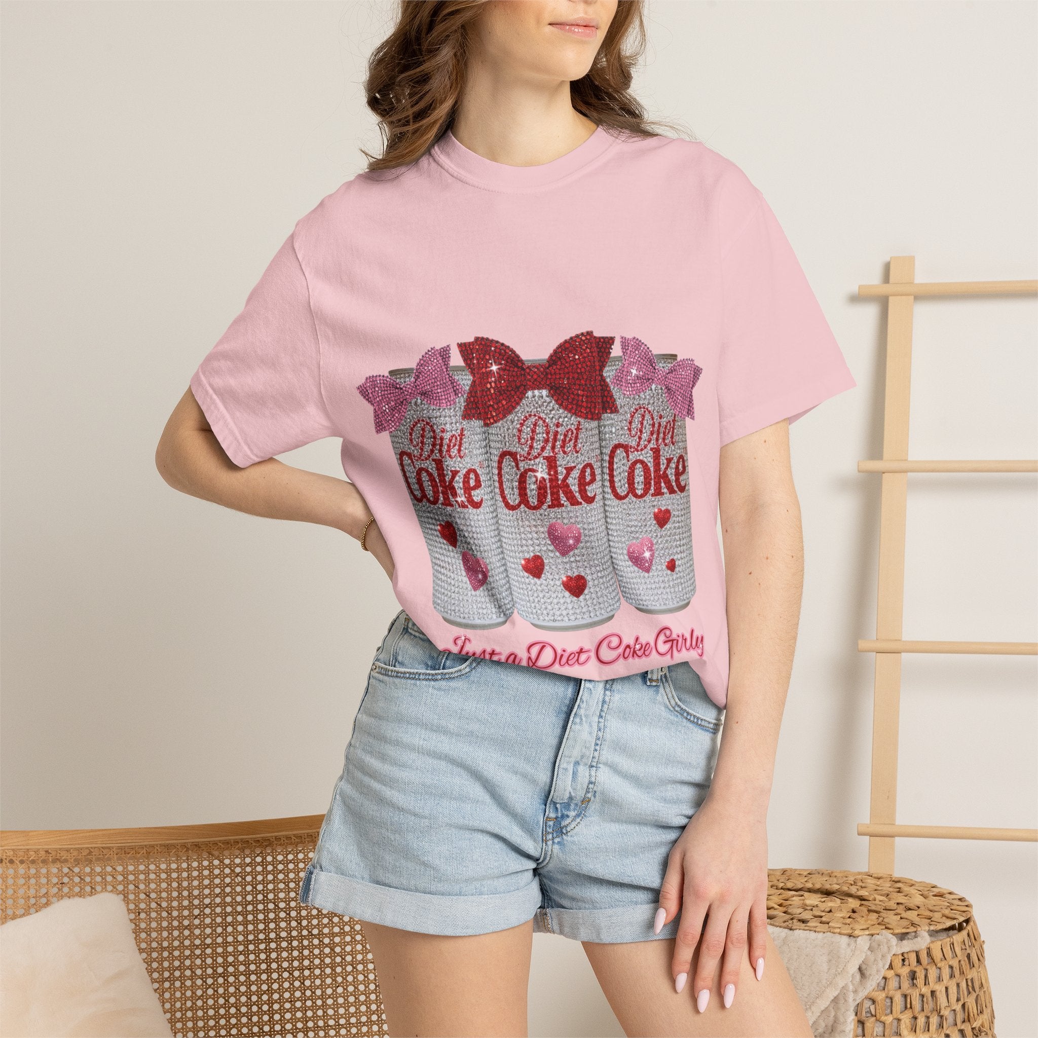 Diet Coke Glitter Can T-Shirt — "Just a Diet Coke Girl" Retro Sparkle Tee