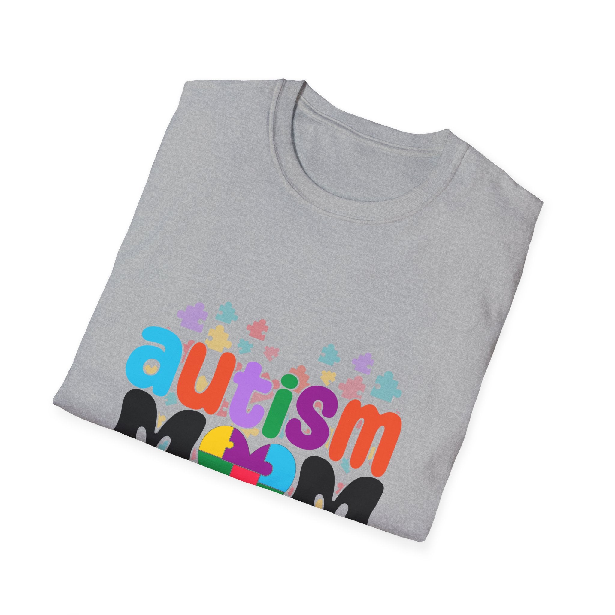 Autism Mom T-Shirt — Colorful Puzzle Heart Support Tee