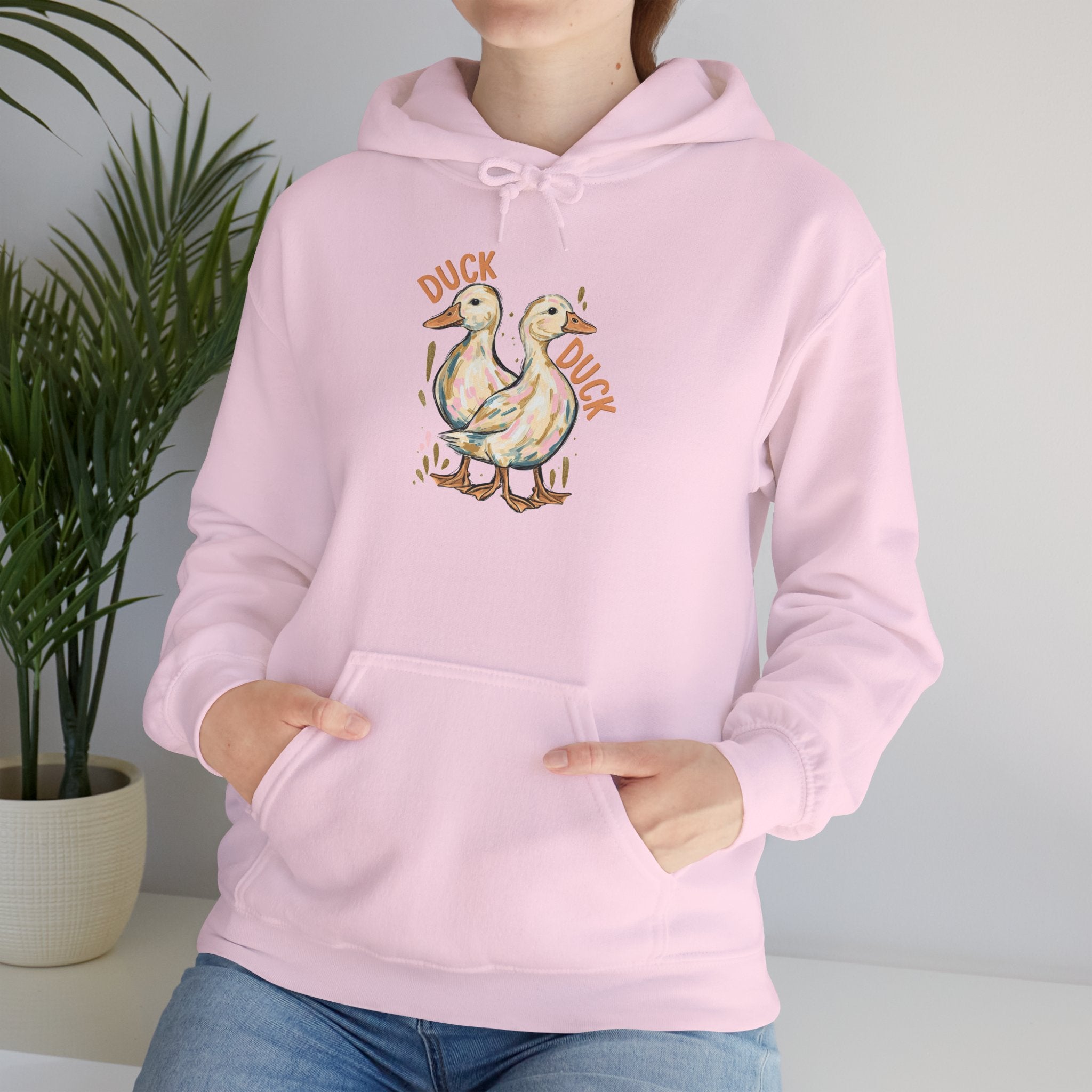 Duck & Goose Hoodie — Cute Waterfowl Graphic Pullover ("Duck Duck" Front, "Goose" Back)