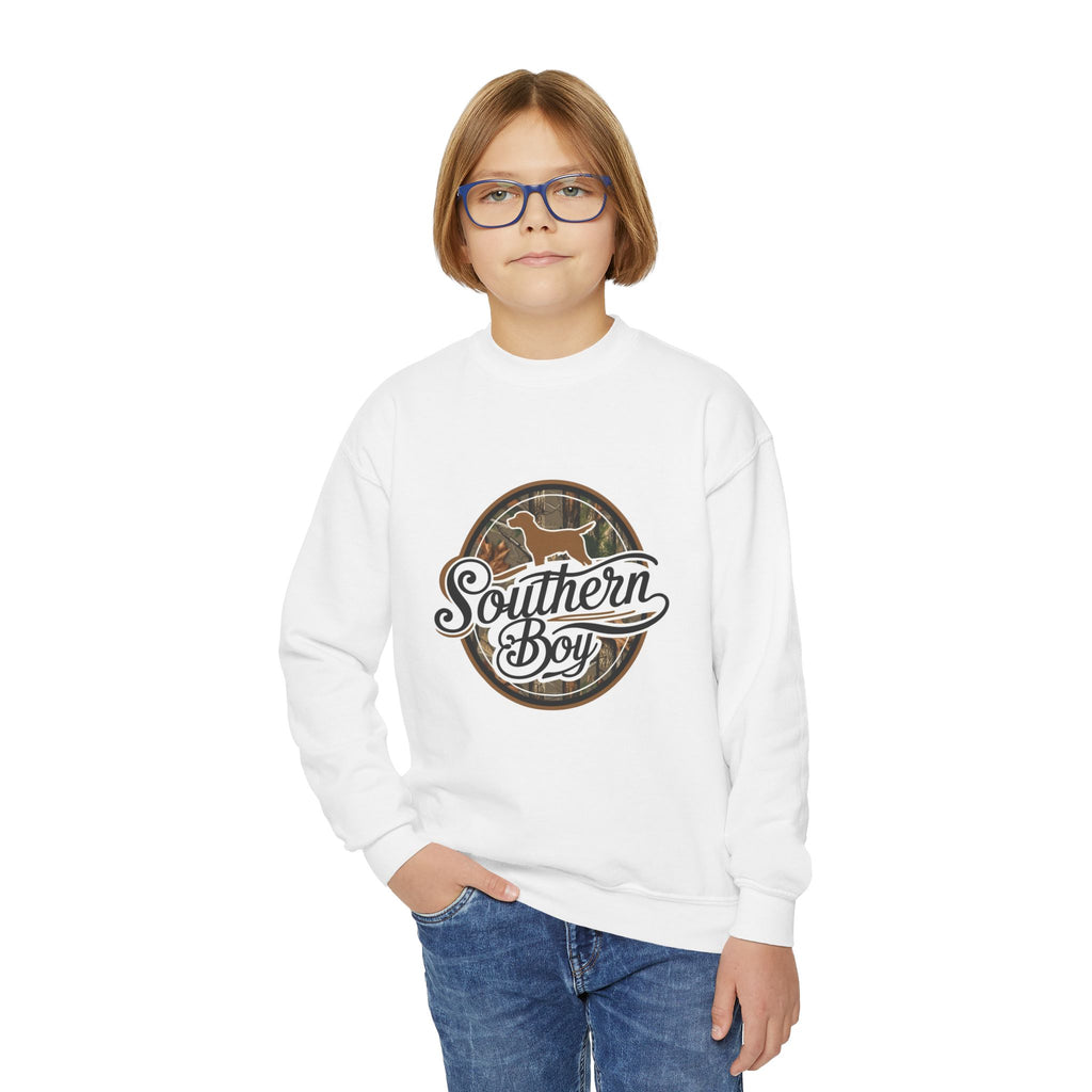 Youth Crewneck Sweatshirt — "Southern Boy" Deer Graphic