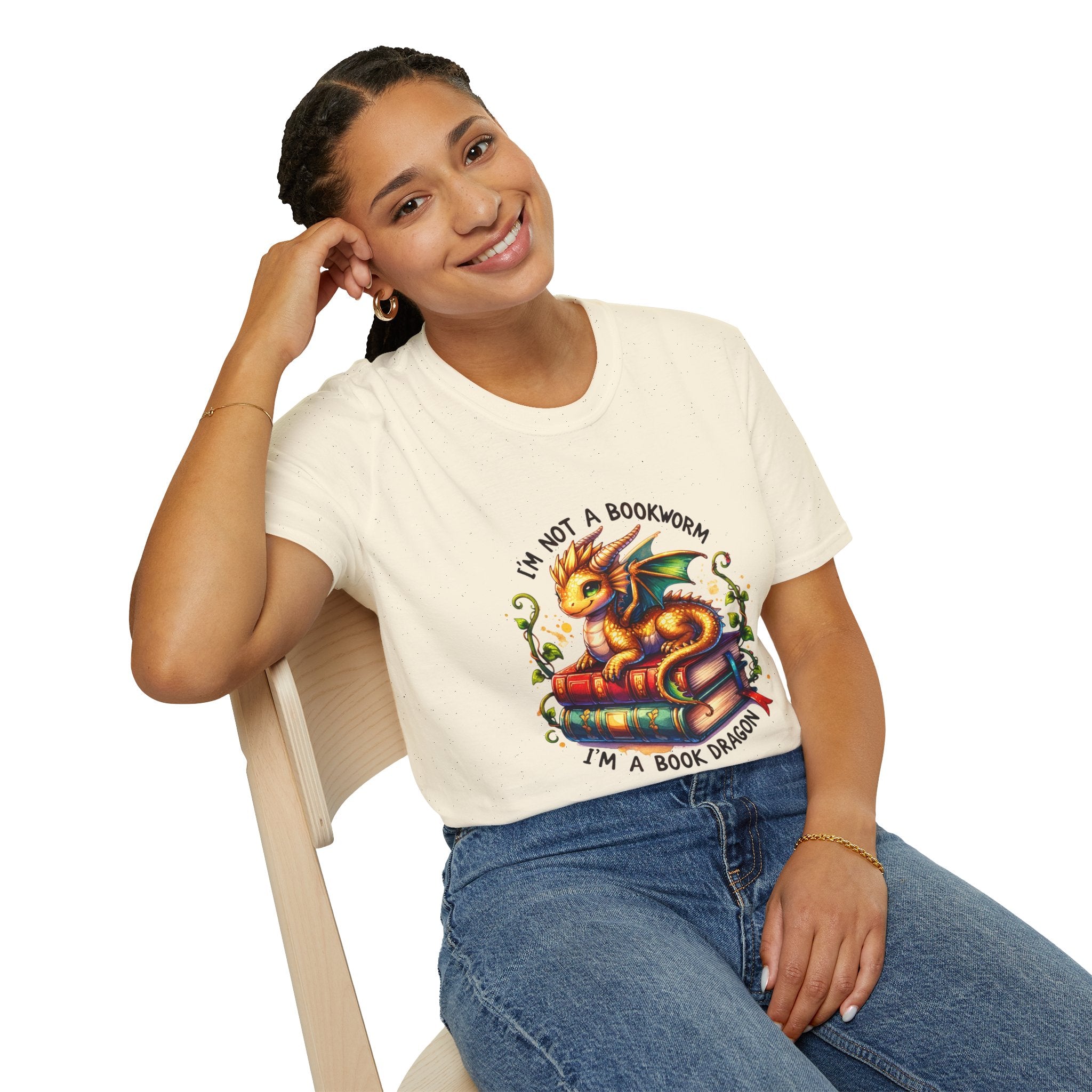 Book Dragon T-Shirt — "I'm Not a Bookworm, I'm a Book Dragon" Reading Tee
