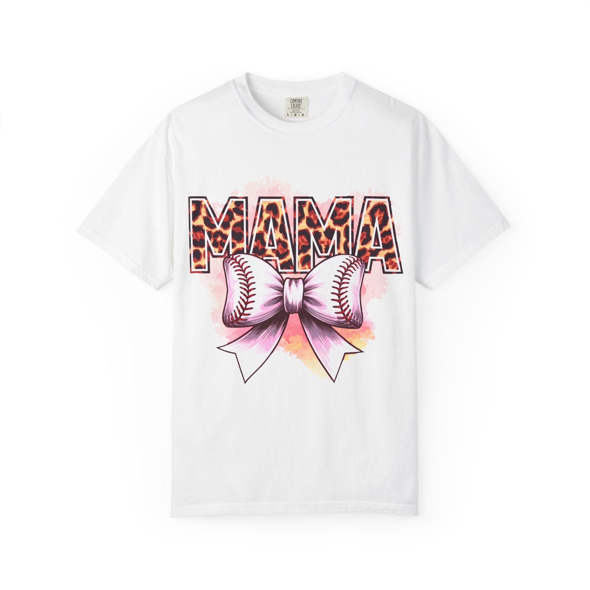 Mama Softball Tee — Leopard Print 'MAMA' with Bow