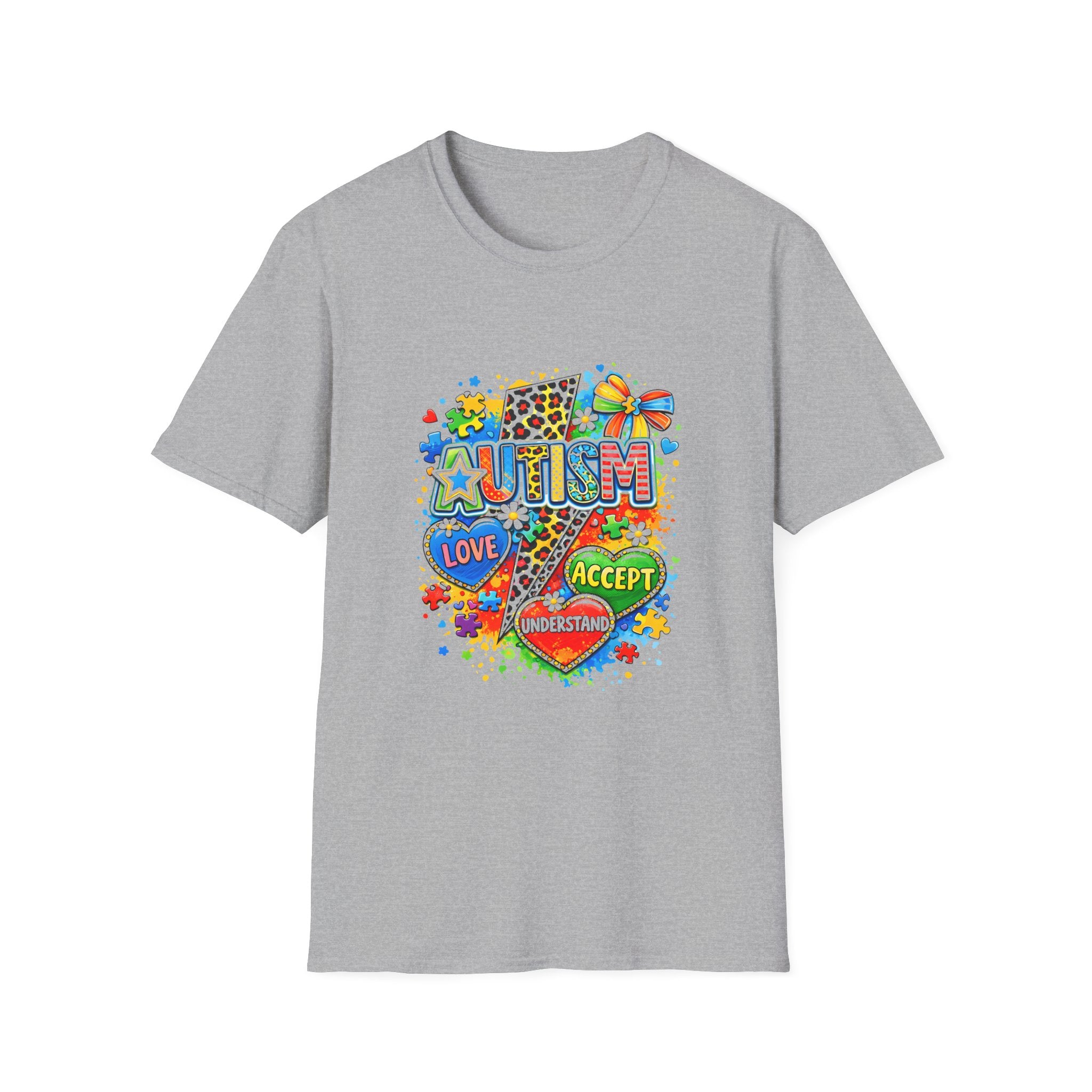 Autism Awareness T-Shirt – Love • Accept • Understand Colorful Puzzle Heart Design