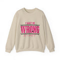 I May Be Wrong Crewneck Sweatshirt — Funny Retro Pink Checkered Graphic