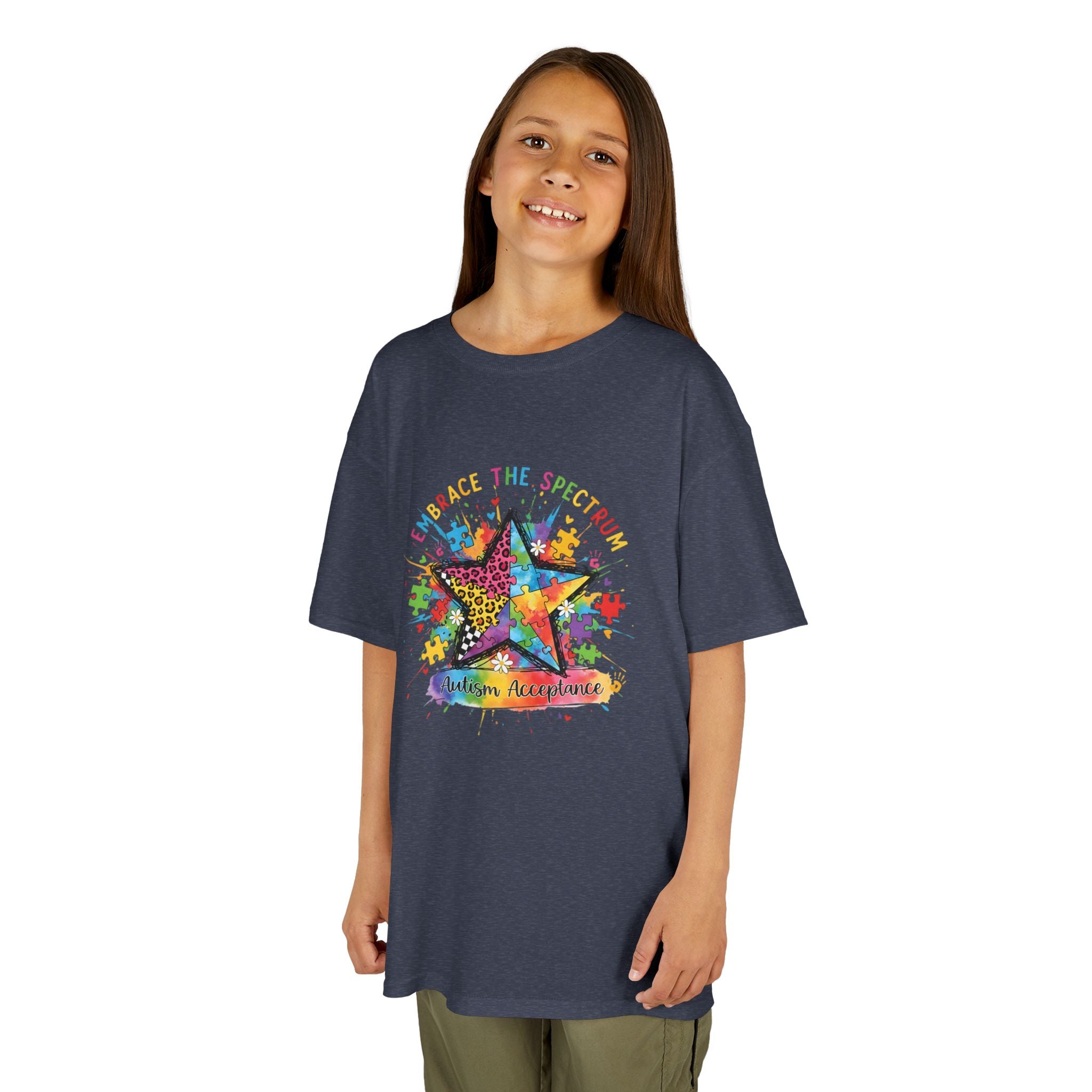 Kids Tee — "Shine Bright: Embrace the Spectrum" Rainbow Star Autism Awareness Shirt