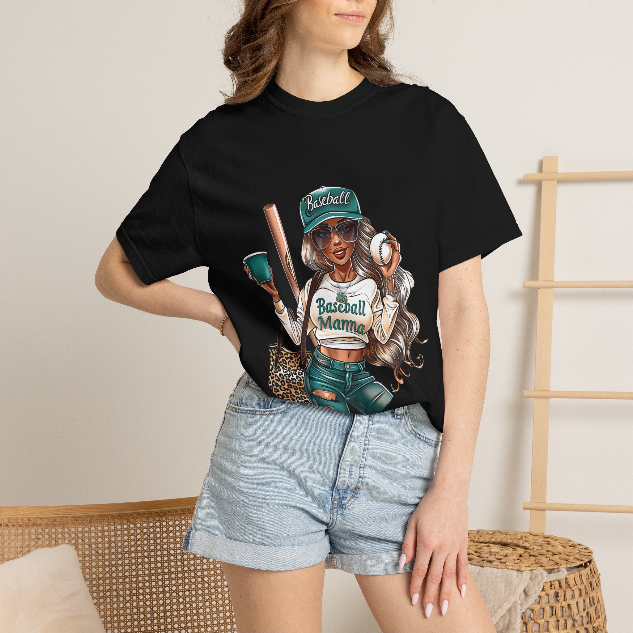 Baseball Mama T-Shirt — Cute Mom Baseball Tee with Bat & Ball Graphic