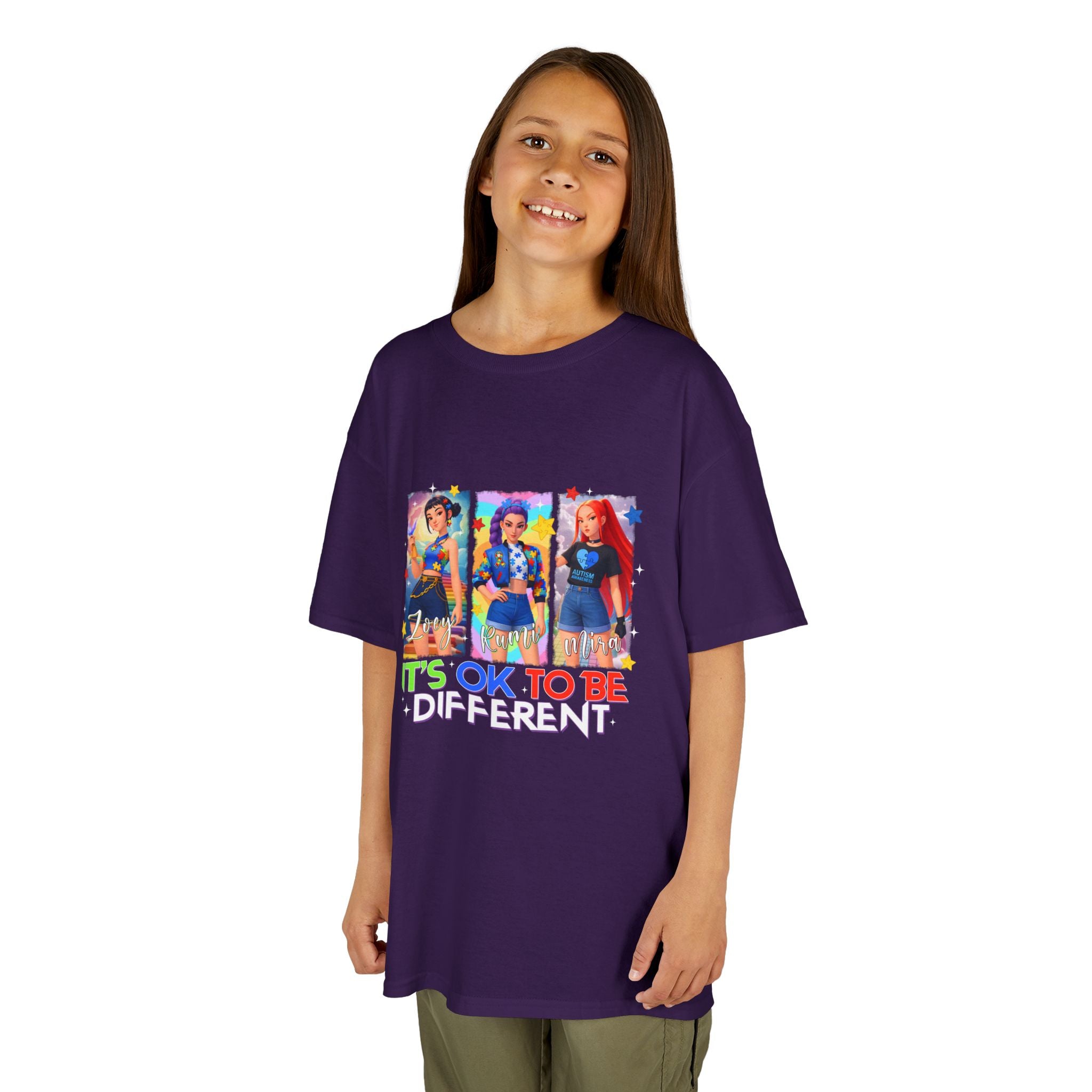 Kids Tee — "It's OK to Be Different" Colorful Pride Graphic