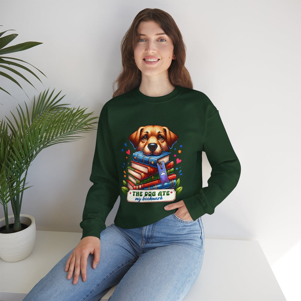 Dog Ate My Homework Sweatshirt — Cute Puppy & Books Back-to-School Crewneck