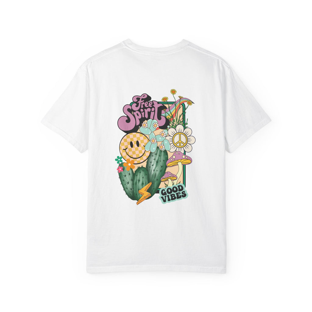Good Vibes Retro Graphic T-Shirt — Free Spirit Smiley Desert Design