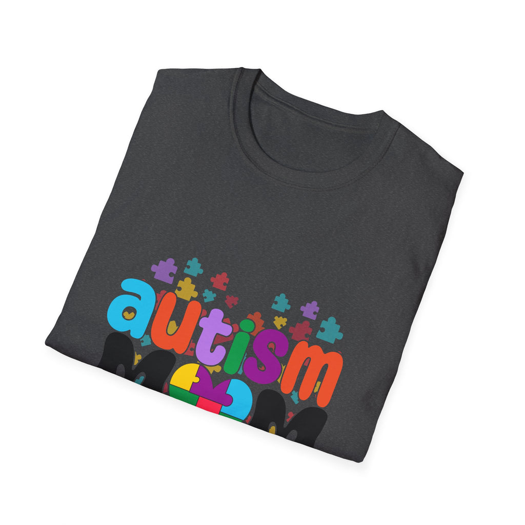 Autism Mom T-Shirt — Colorful Puzzle Heart Support Tee