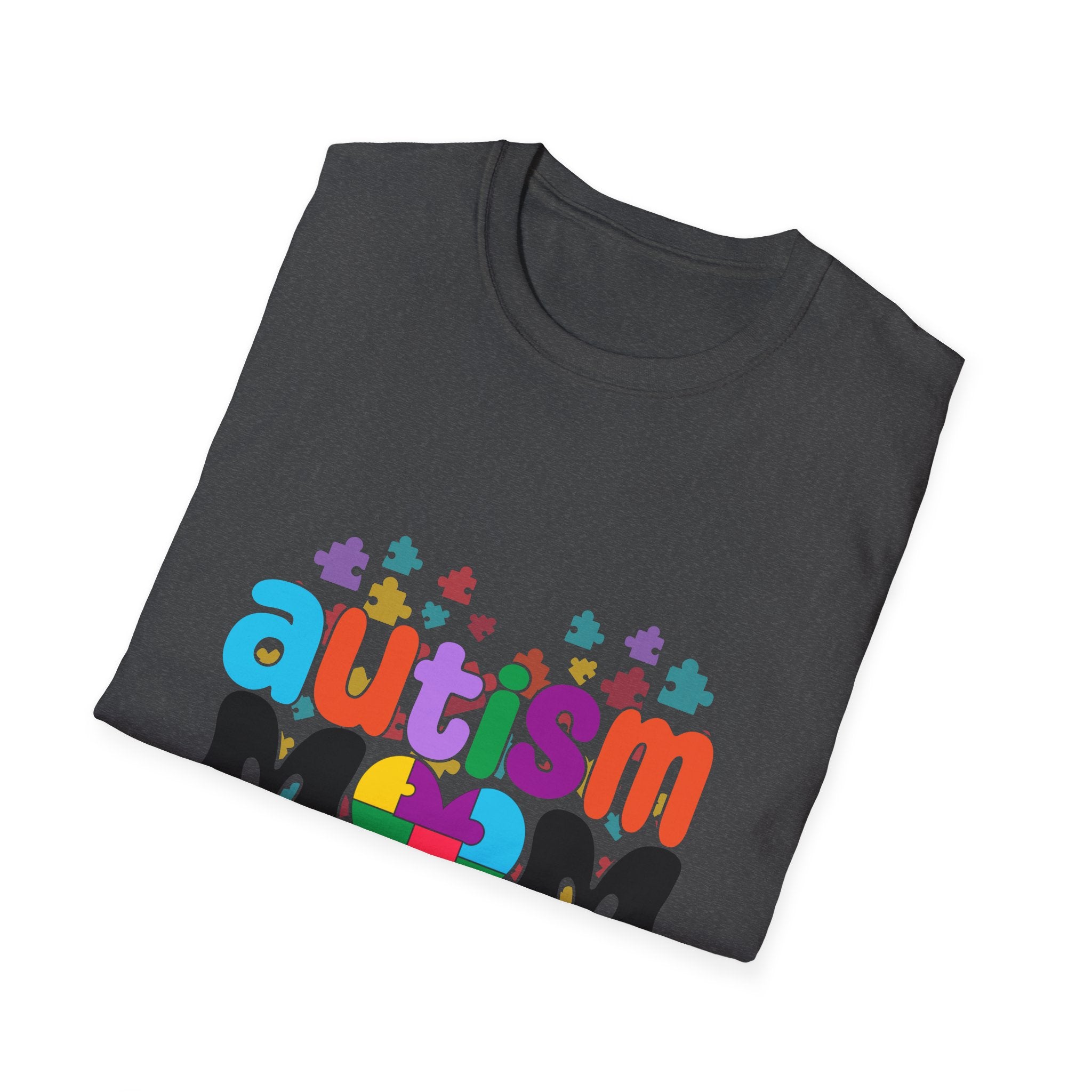 Autism Mom T-Shirt — Colorful Puzzle Heart Support Tee