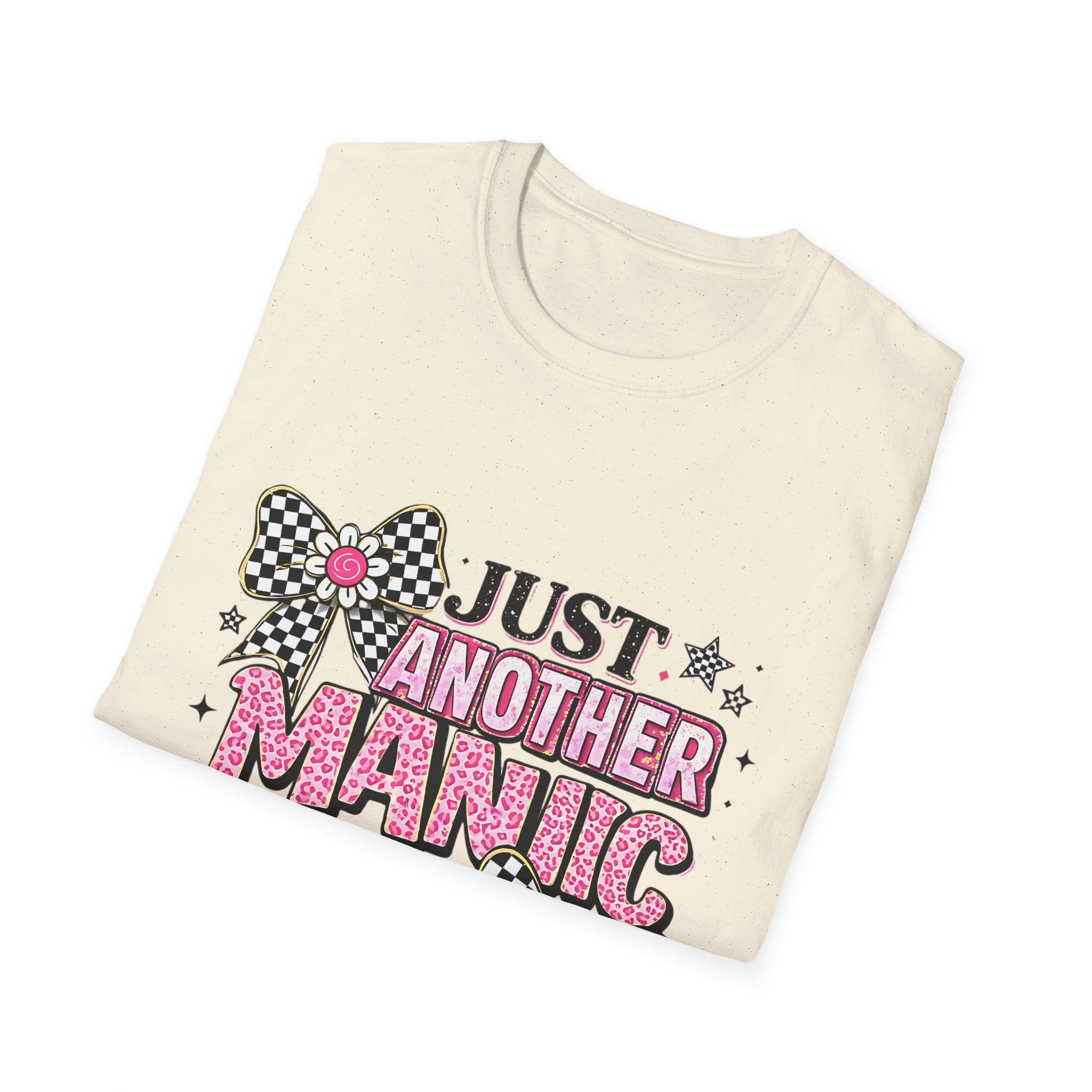 Manic Mom Day T-Shirt — "Just Another Manic Mom Day" Pink Ribbon Graphic Tee
