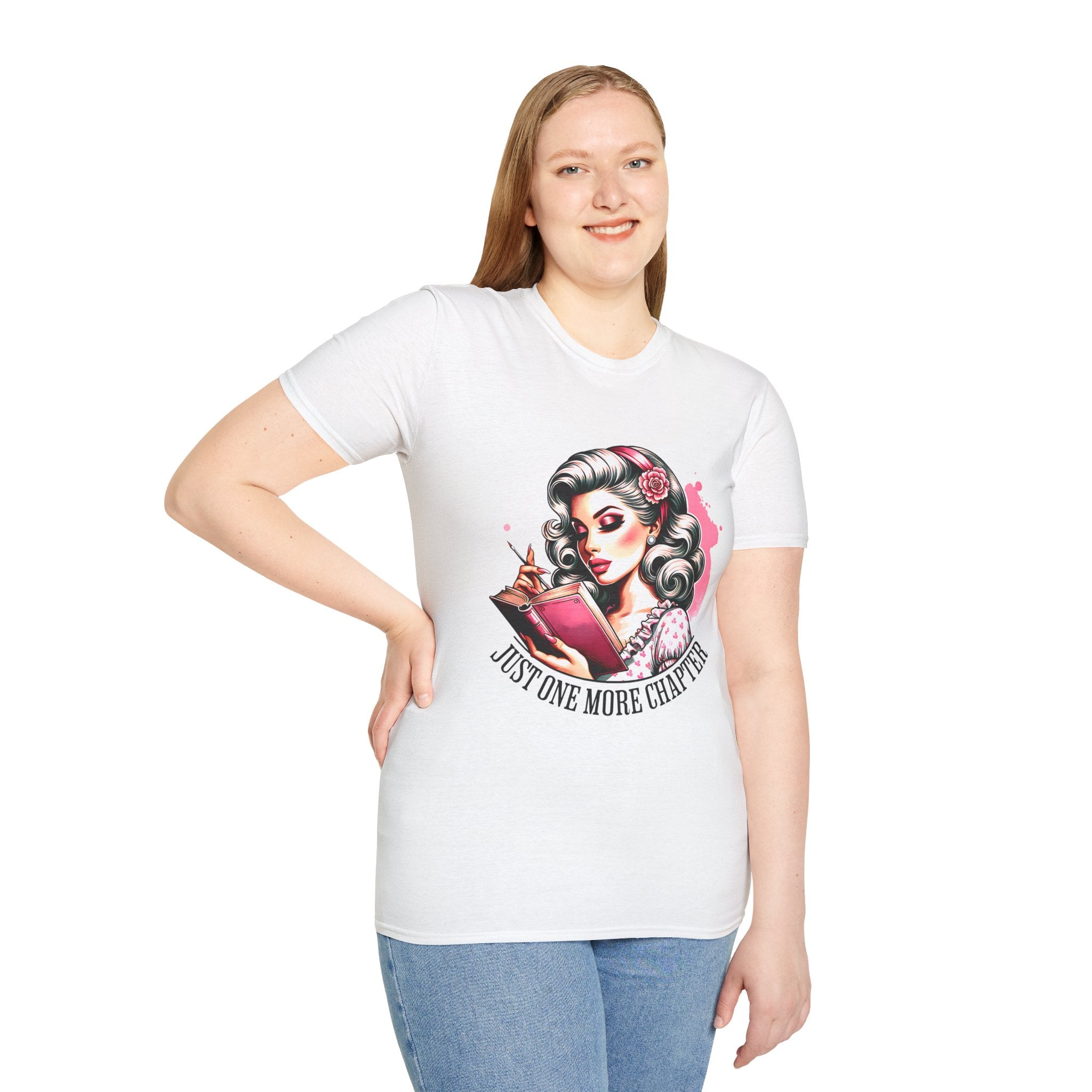 T-Shirt — Retro Pinup Reader "Just One More Chapter" Graphic Tee