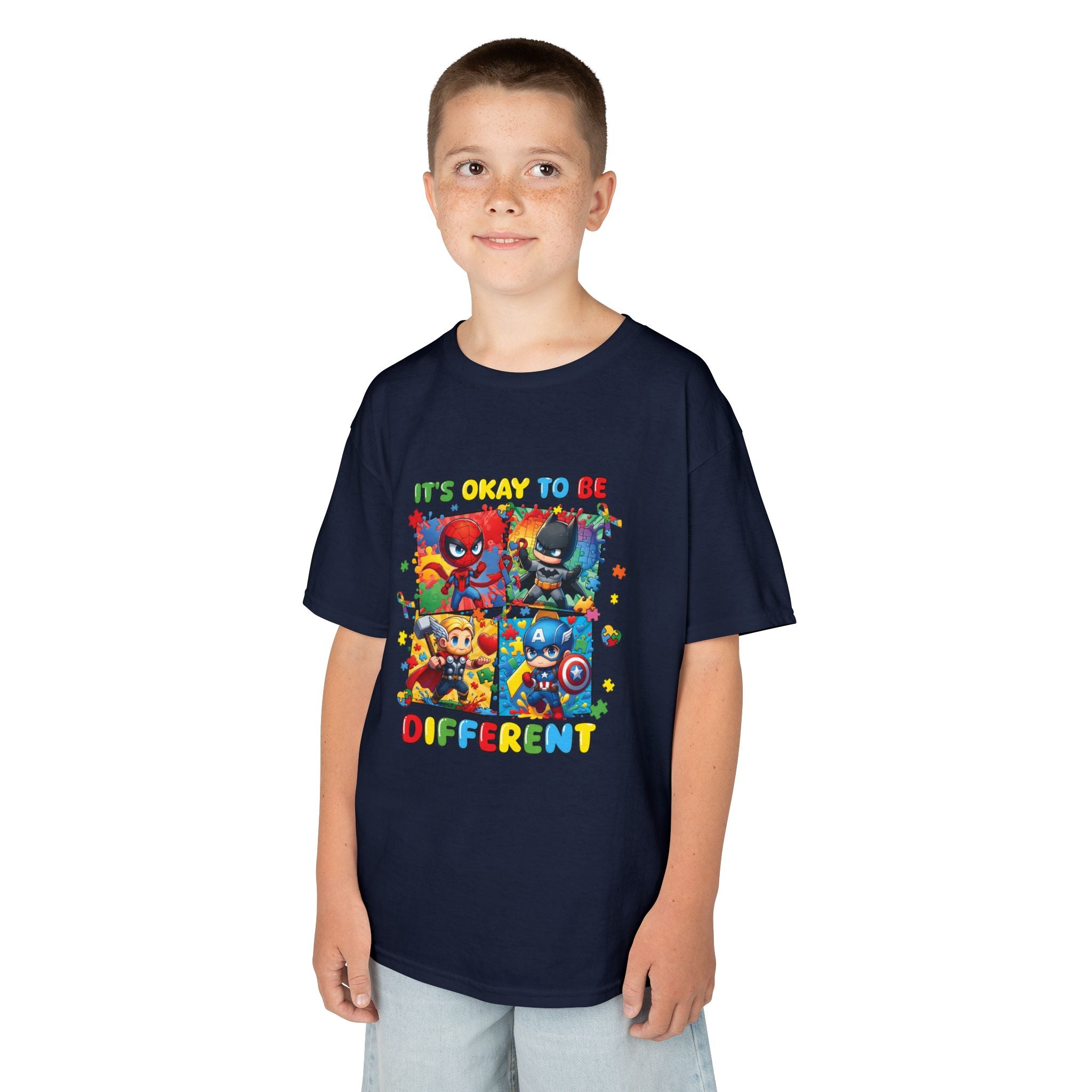 Kids 'It's Okay to Be Different' Graphic Tee — Colorful Inclusive Cartoon Design