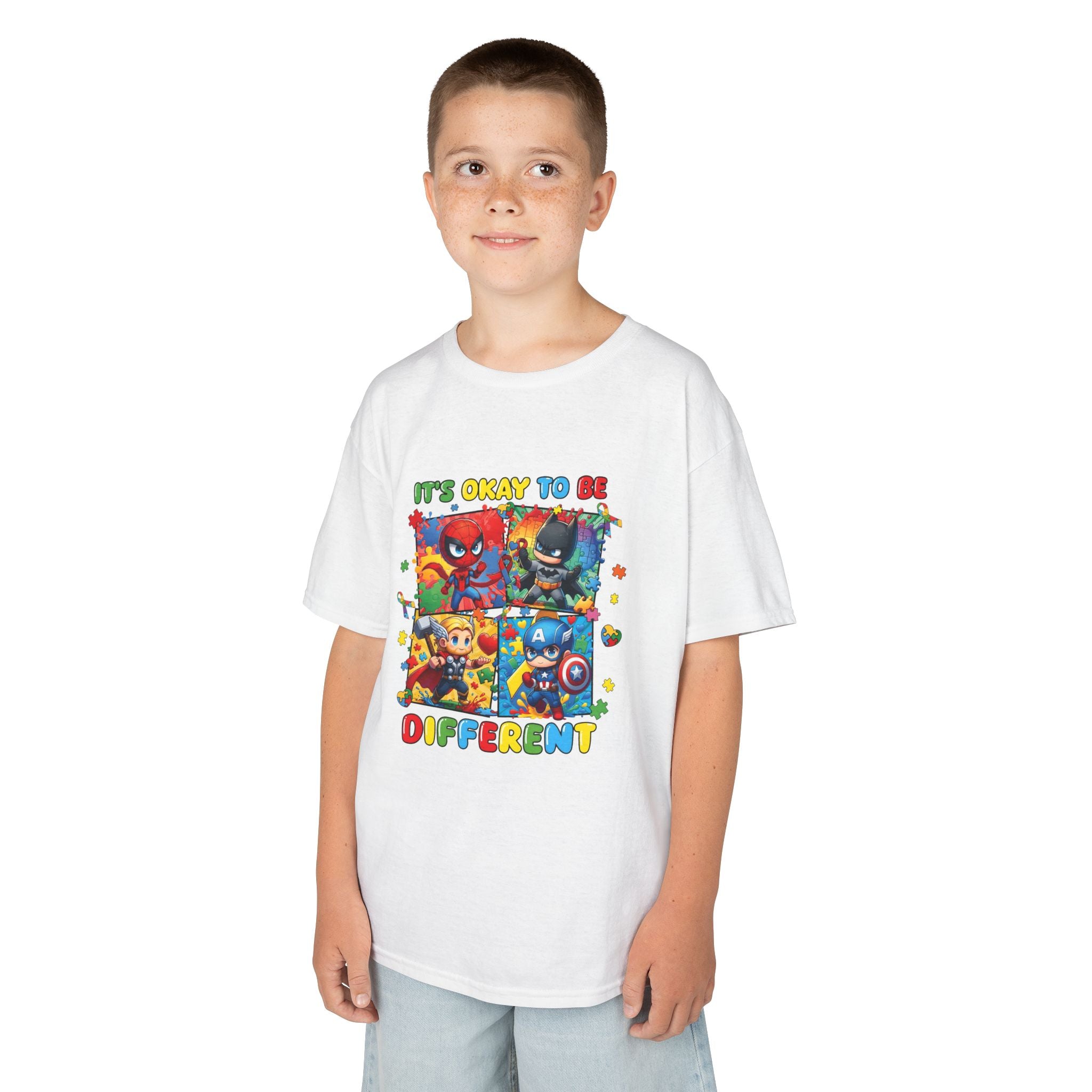 Kids 'It's Okay to Be Different' Graphic Tee — Colorful Inclusive Cartoon Design