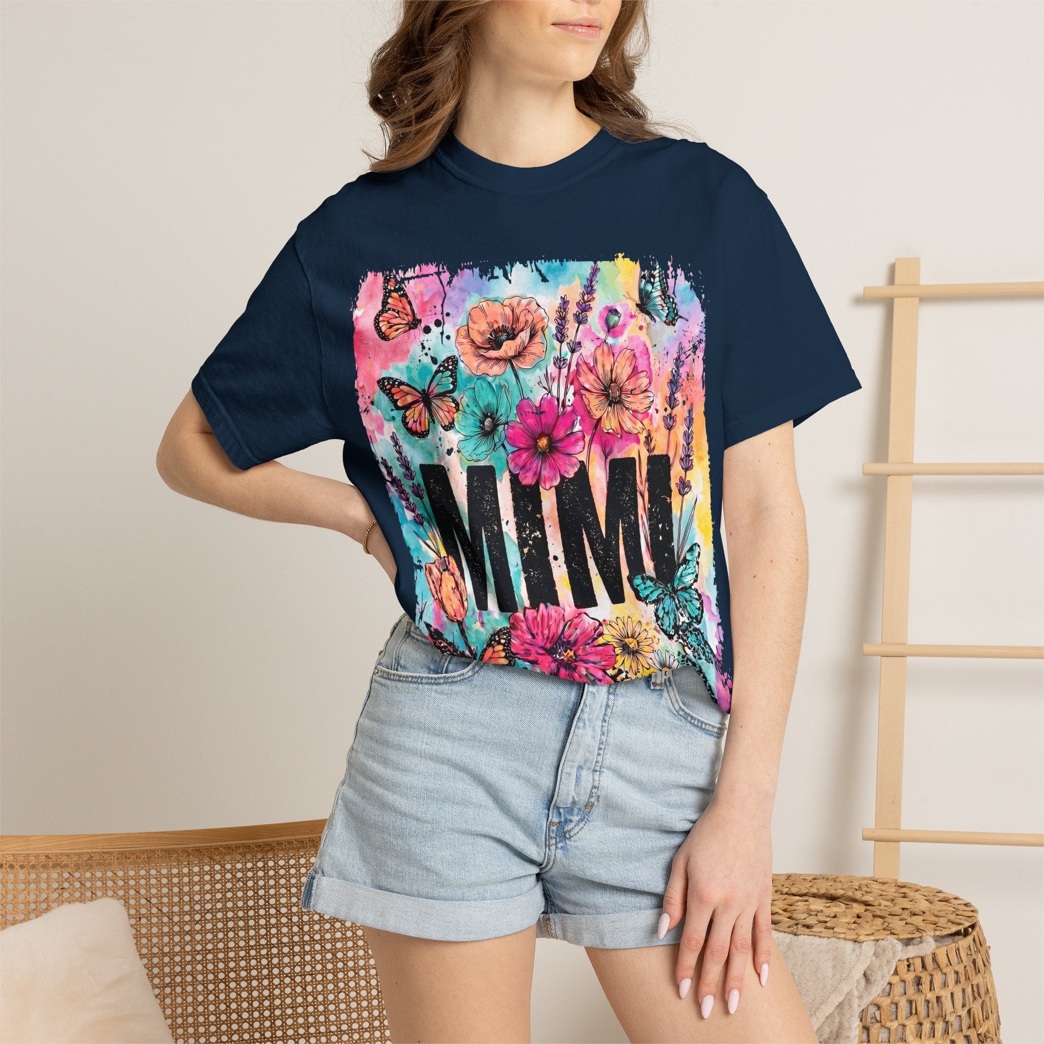 MIMI Floral Butterflies T-Shirt — Colorful Watercolor Garden Tee