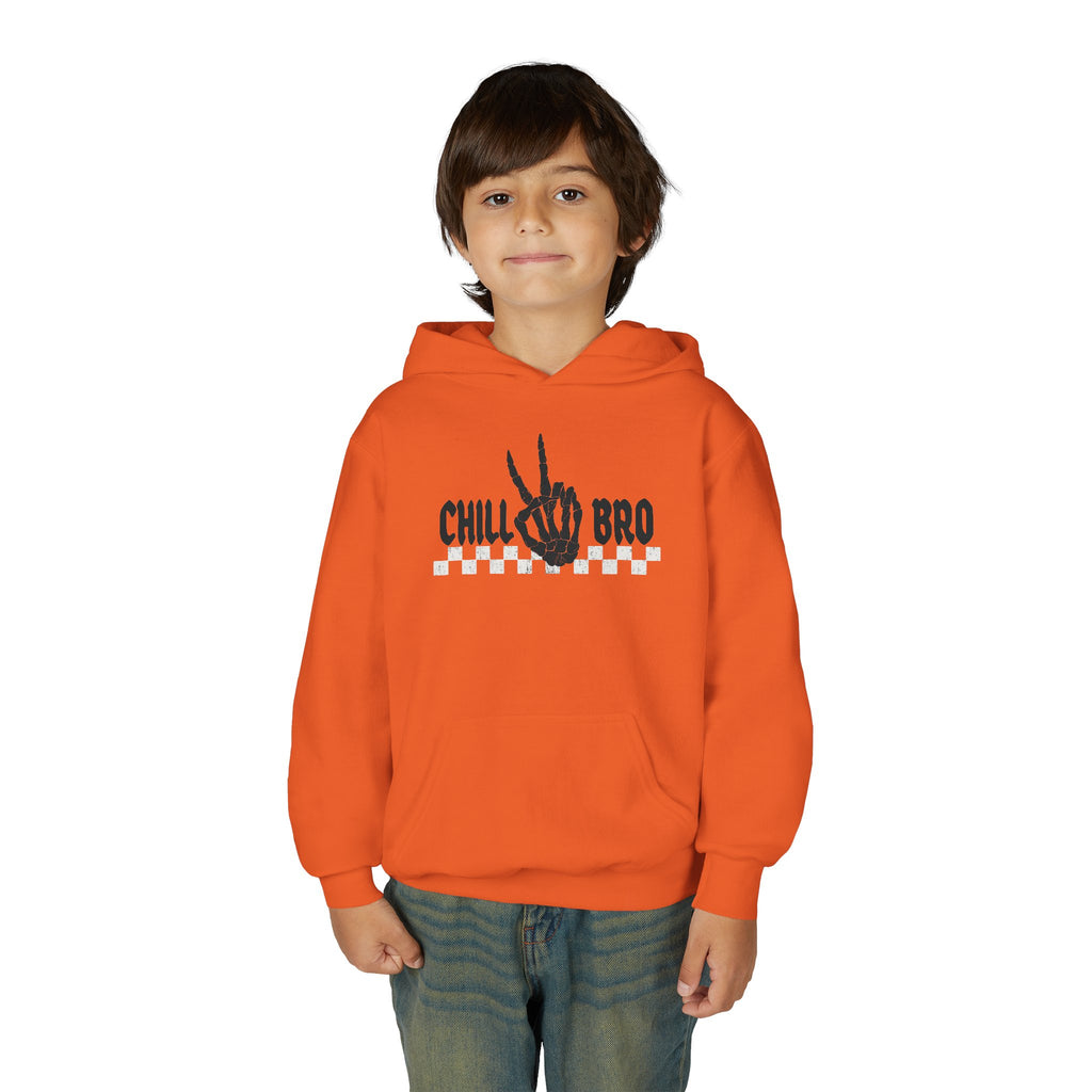 Youth Hoodie — "Chill Bro" Skeleton Hand Graphic