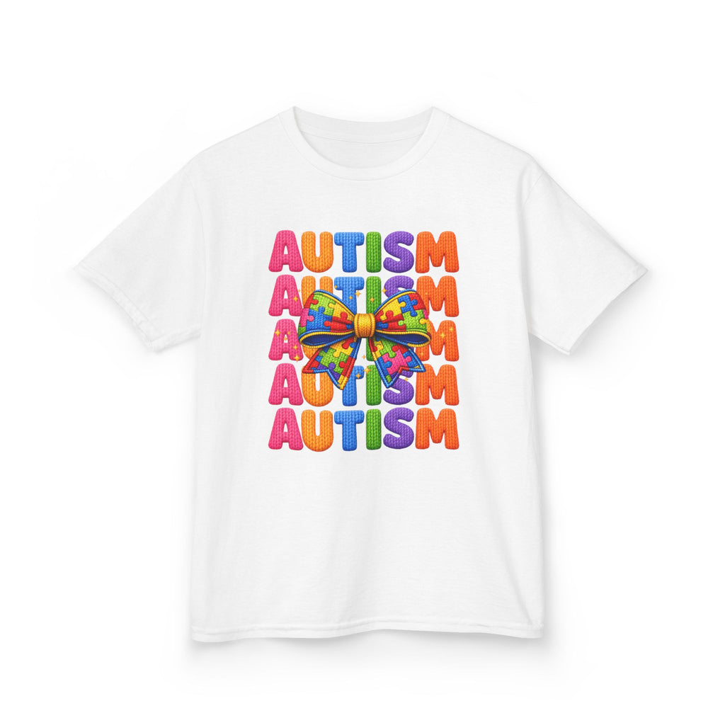 Kids Autism Awareness T-Shirt — Colorful Puzzle Ribbon Design